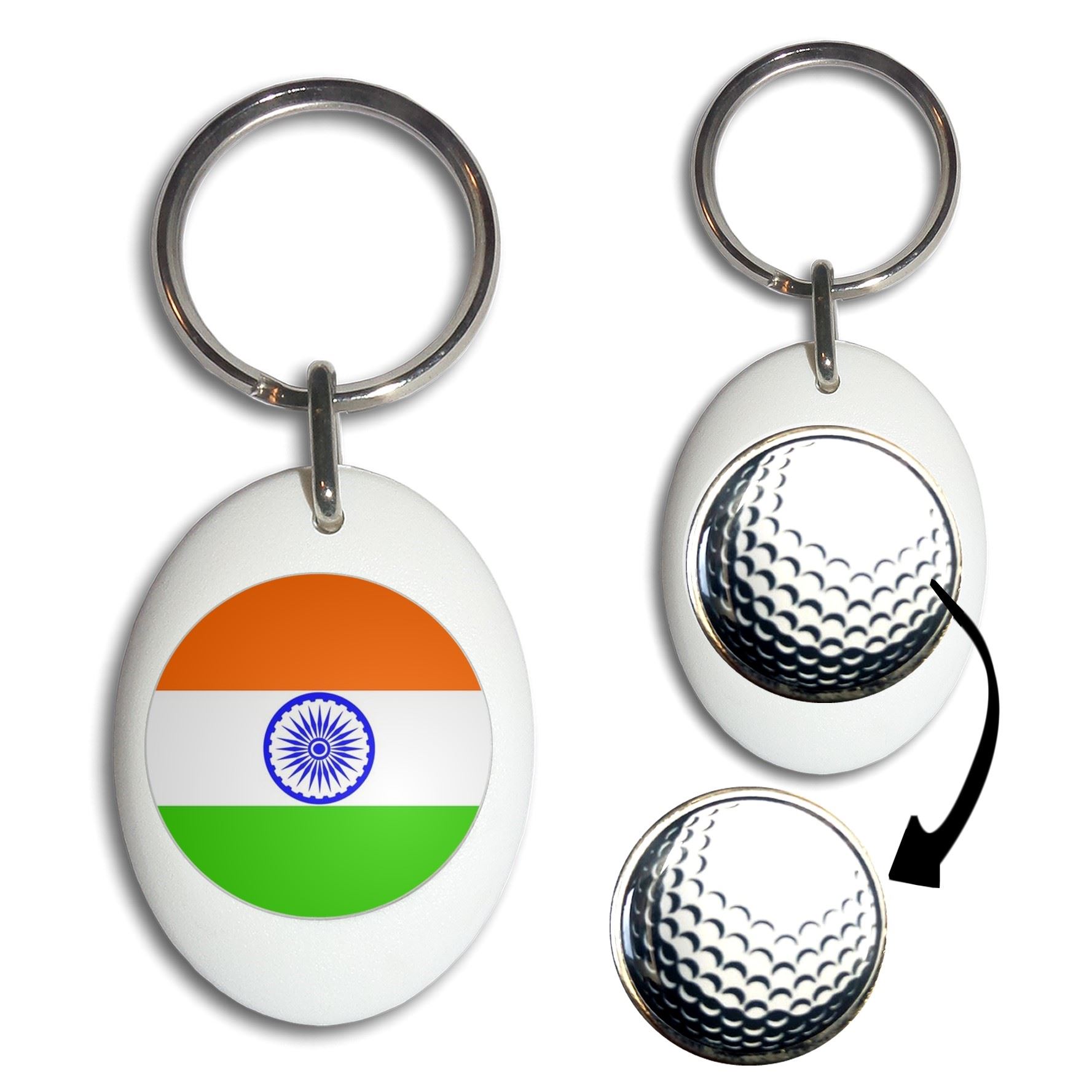 Schlüsselanhänger Indien Flagge Golfball Markierung (43 mm x 33 mm) - Bild 11 von 12