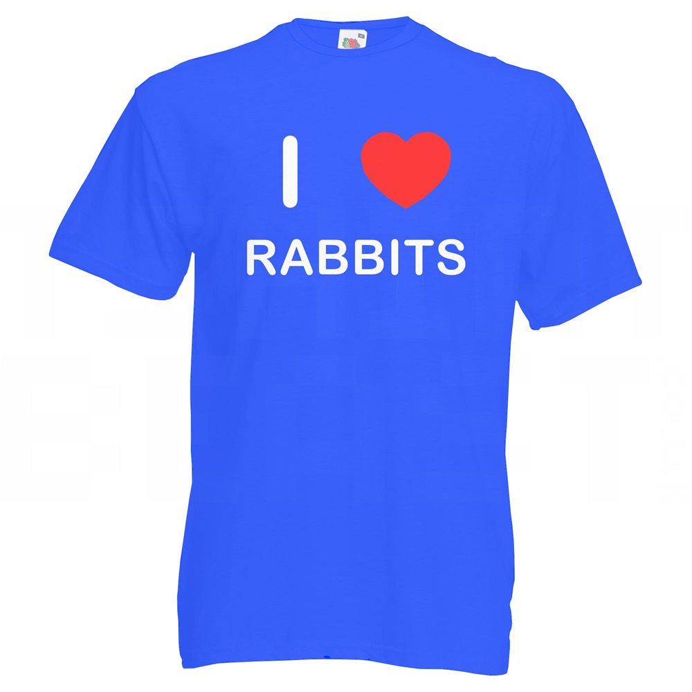 Rabbits I Love T-Shirt Tee Erwachsene Rundhals Kurzarm - Bild 11 von 34