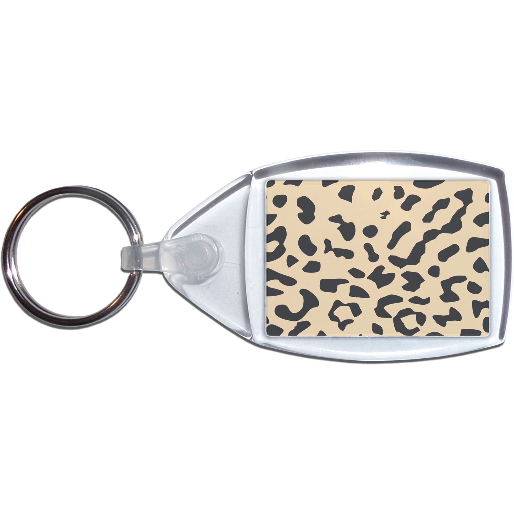 Leopard Print Clear Plastic Key Ring (S, M or L) - Picture 7 of 8