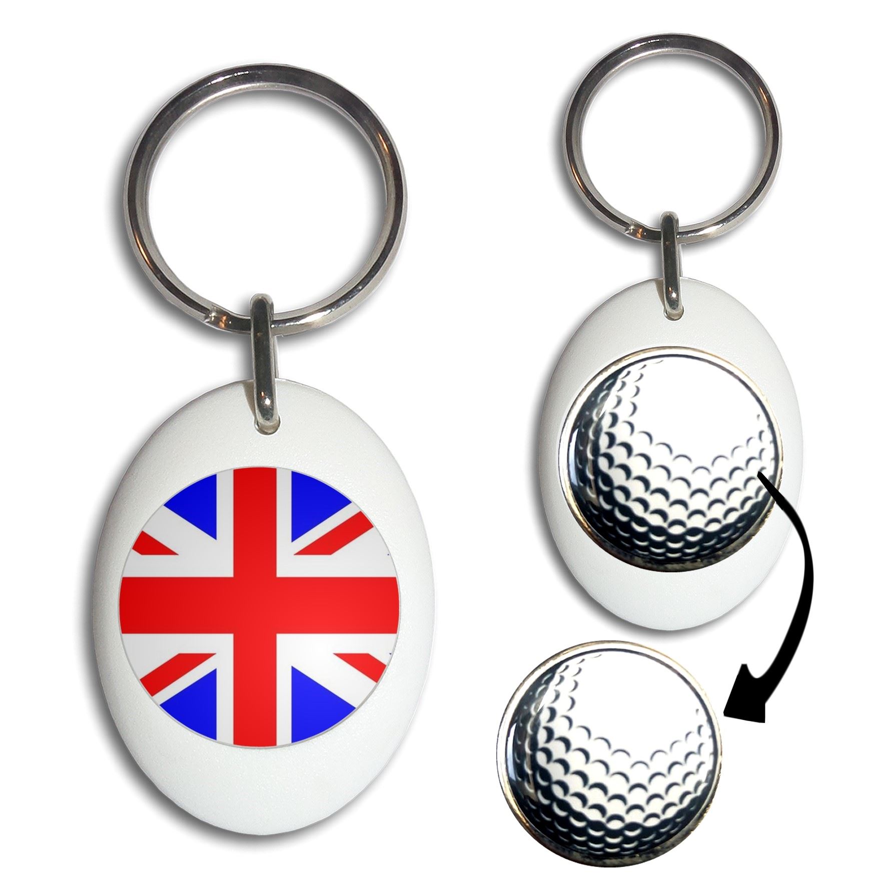 Union Jack UK Flagge Golfball Marker Schlüsselanhänger (43 mm x 33 mm) - Bild 11 von 12