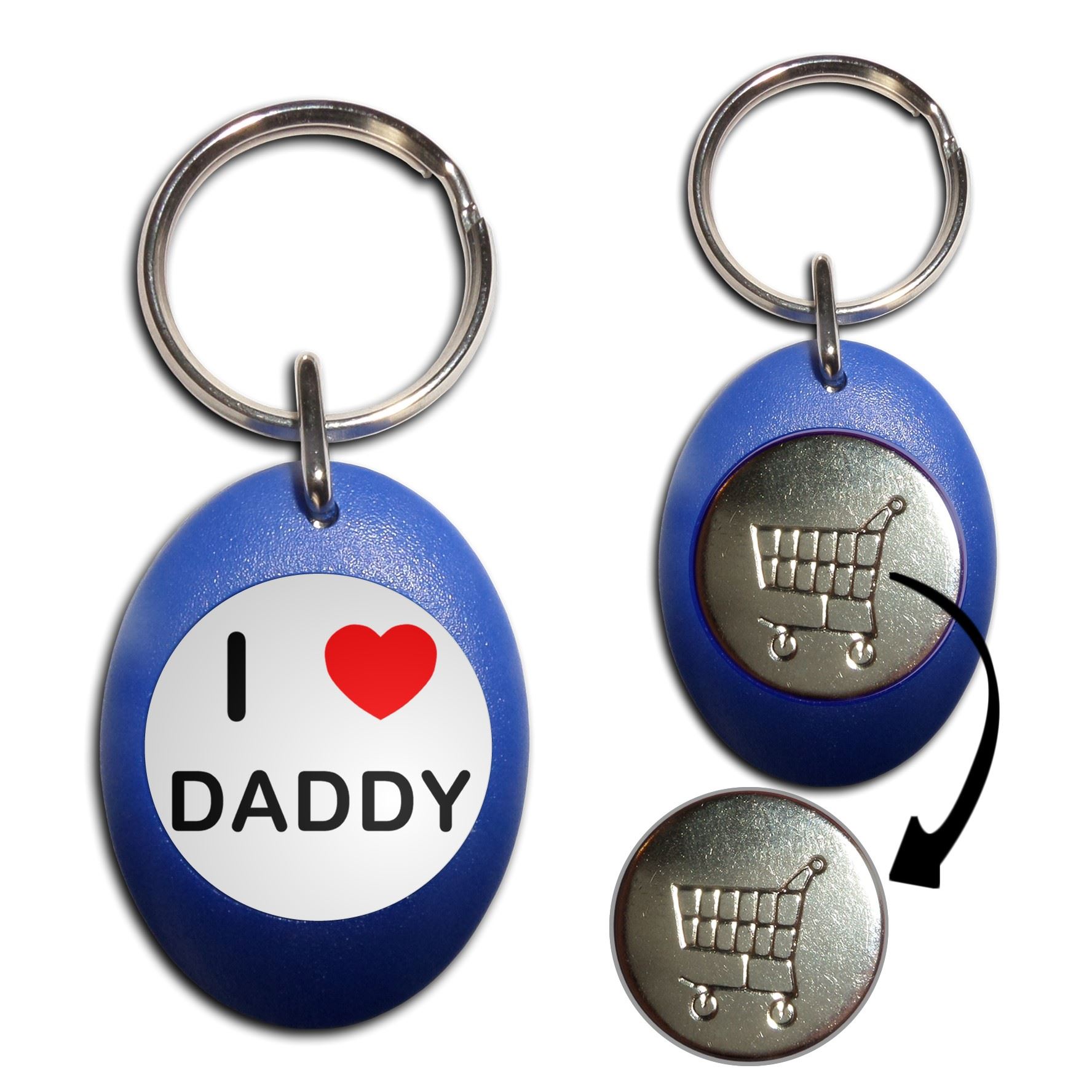 Daddy I Love Carrito de compras de plástico £1/€1 llavero para monedas (43 mm x 32 mm) - Imagen 5 de 10