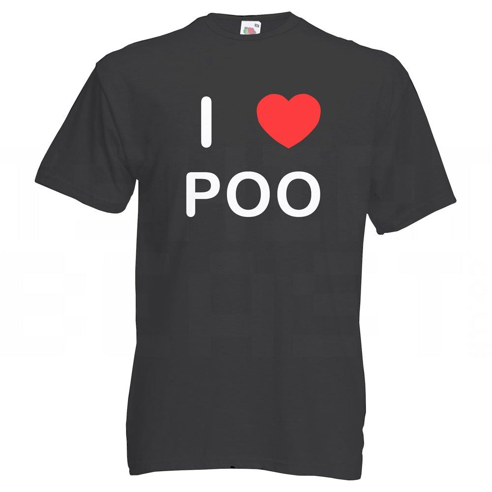 Poo I Love T Shirt Tee Adult Crew Neck Short Sleeved - Picture 5 of 34