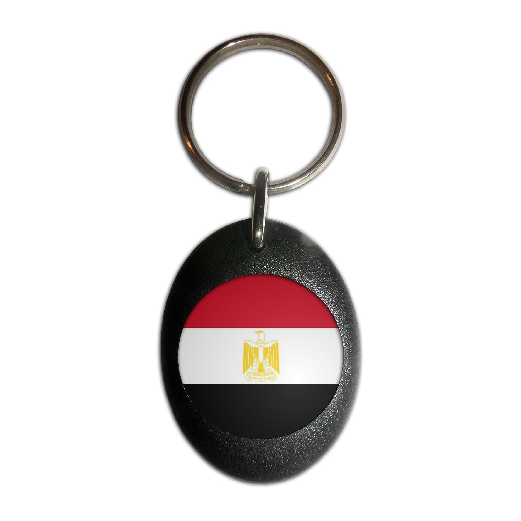 Egypt Flag Plastic Oval Key Ring (43mm x 32.5mm) - Picture 3 of 10