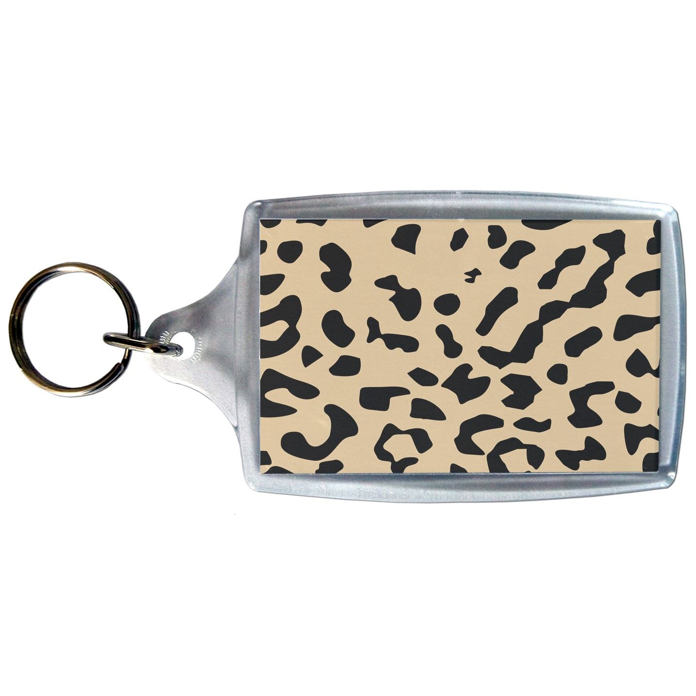 Leopard Print Clear Plastic Key Ring (S, M or L) - Picture 3 of 8