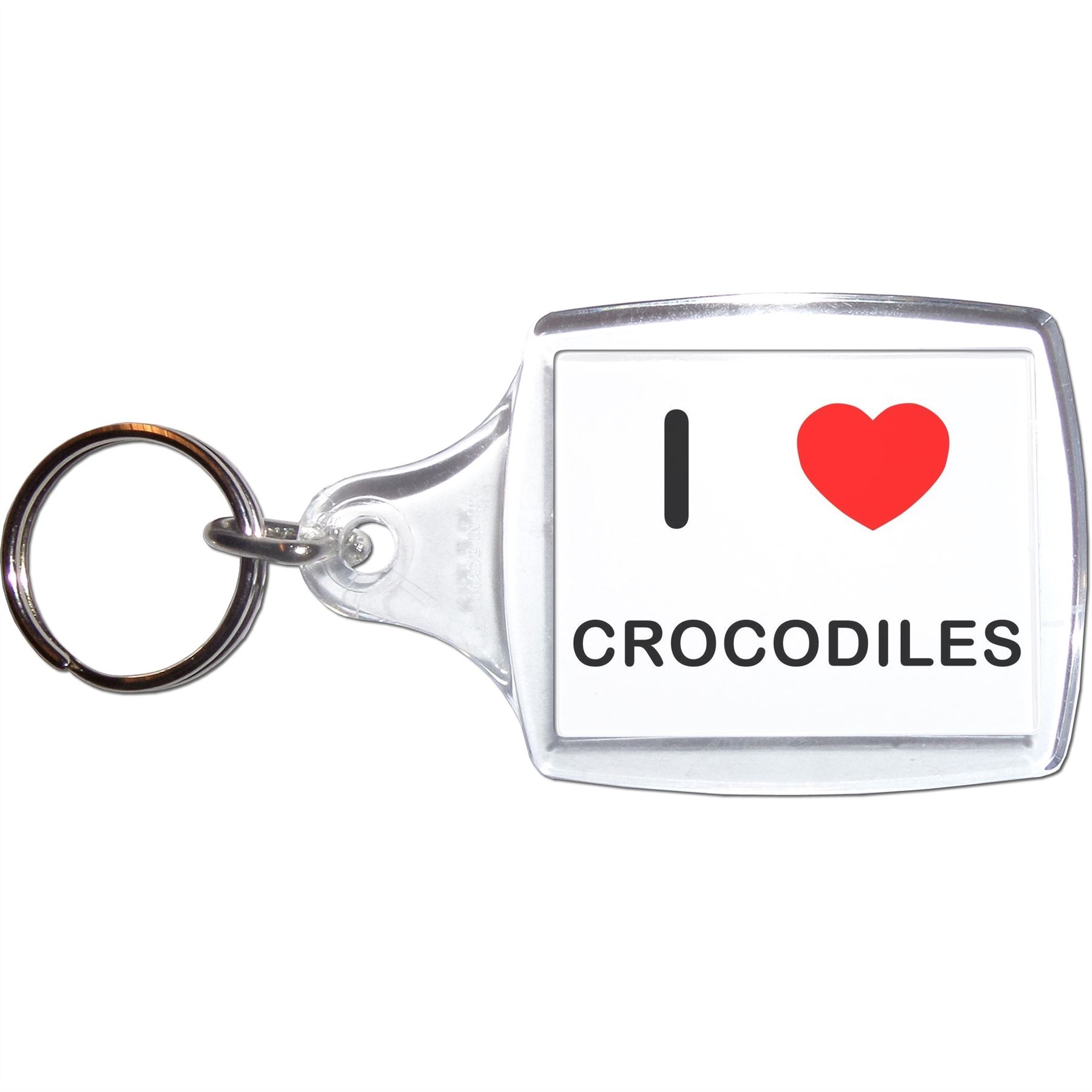 Crocodiles I Love Heart Clear Plastic Key Ring (S, M or L) - Picture 5 of 8