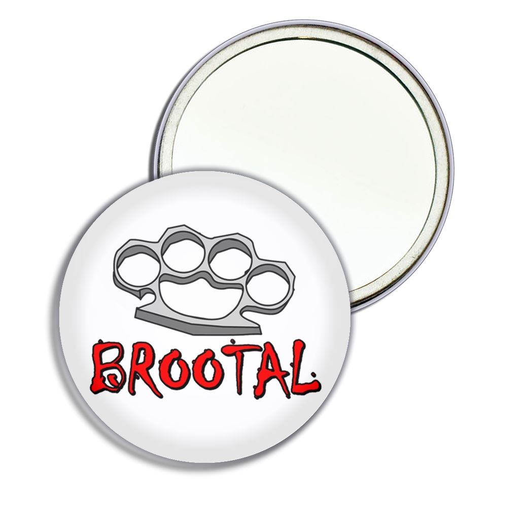Br00tal Knuckleduster Round Mirror Pocket Compact (55mm or 77mm) - Picture 3 of 6