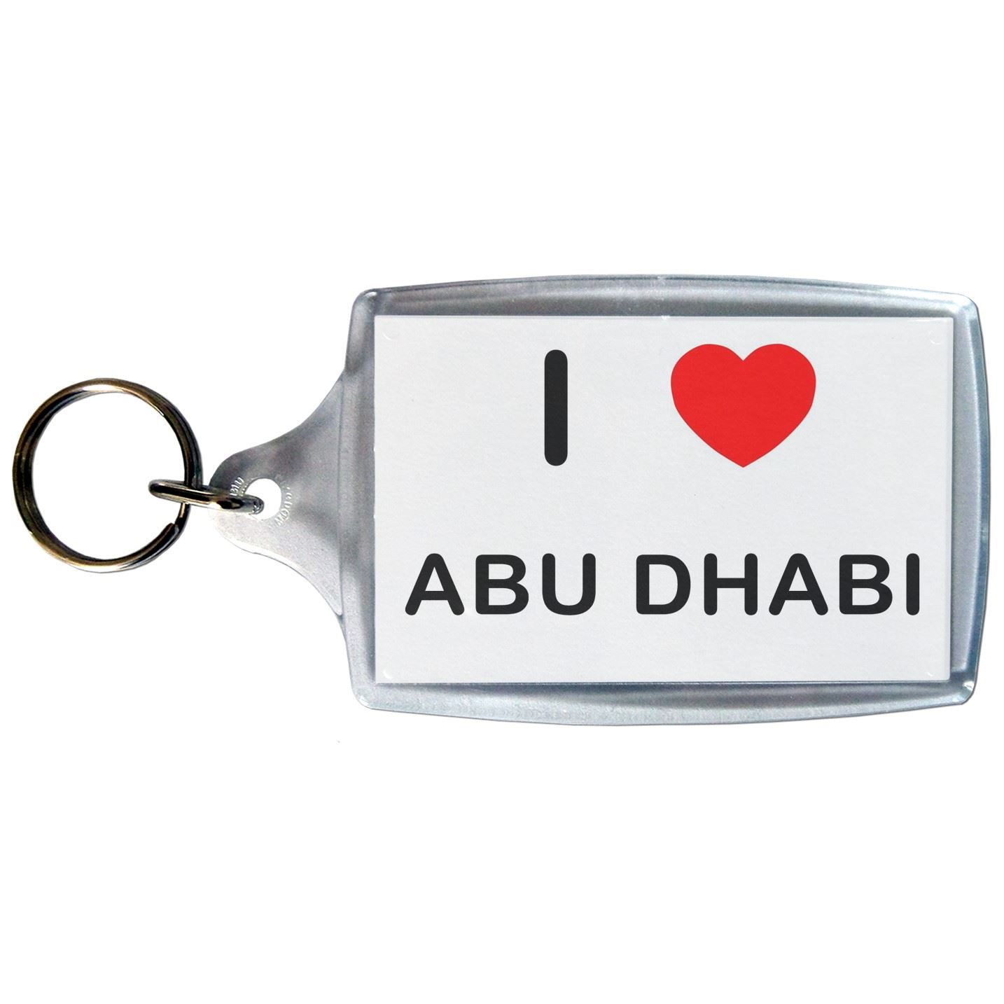 Abu Dhabi I Love Heart Clear Plastic Key Ring (S, M or L) - Picture 3 of 8