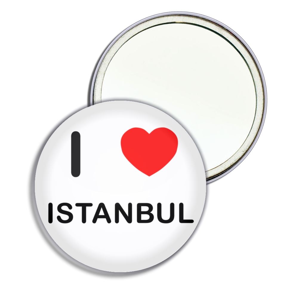 Istanbul I Love Heart Round Mirror Pocket Compact (55mm or 77mm) - Picture 5 of 6