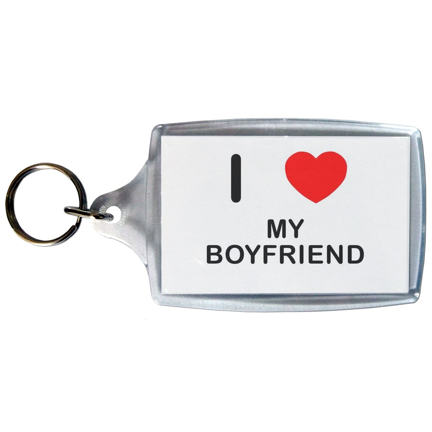 My Boyfriend I Love Heart Clear Plastic Key Ring (S, M or L) - Picture 3 of 8