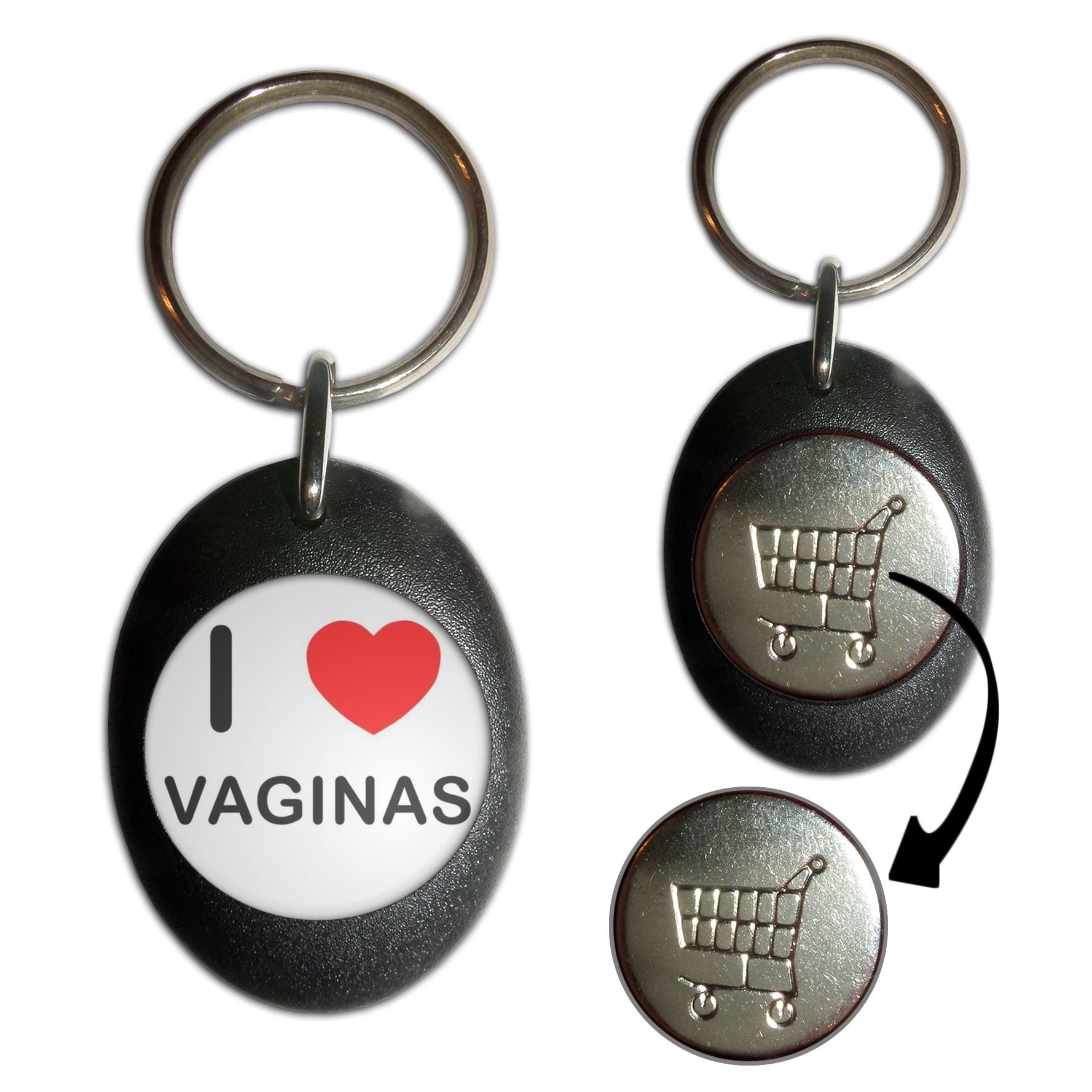 V*ginas I Love Kunststoff Einkaufstrolley £1/€1 Münze Schlüsselanhänger (43mm x 32mm) - Bild 3 von 10