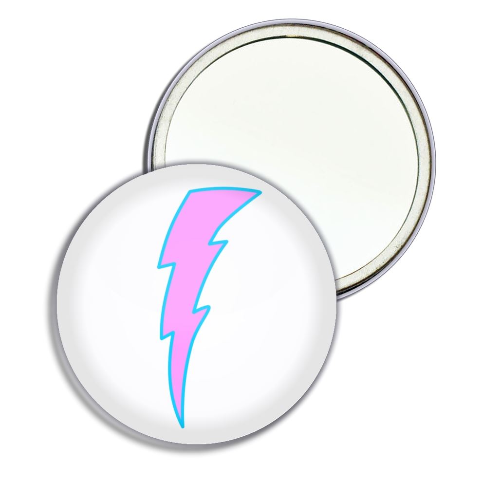 Espejo redondo rosa Lightning Bolt bolsillo compacto (55 mm o 77 mm) - Imagen 5 de 6
