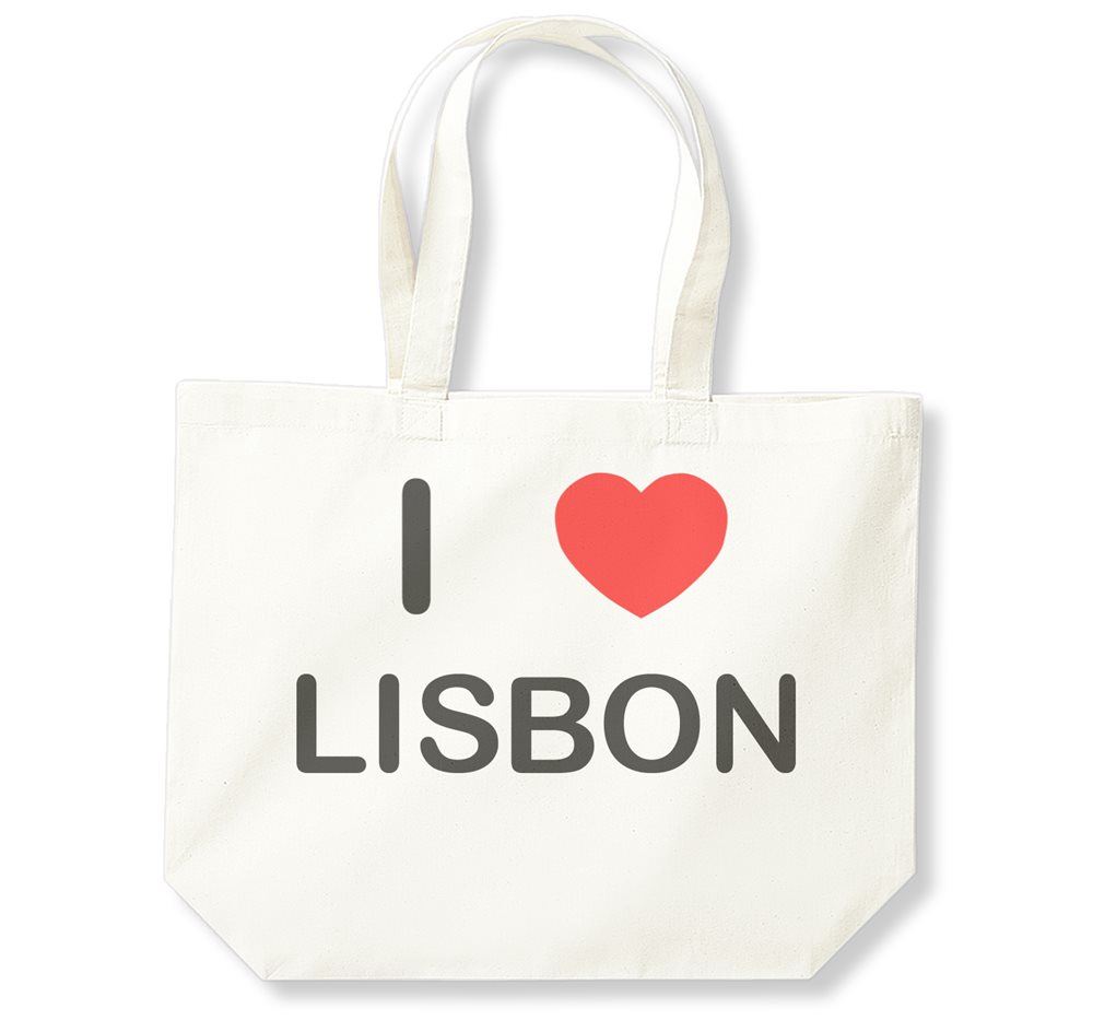 Lisbon I Love Cotton Shopping Bag (Black, White, Natural) - Picture 3 of 8