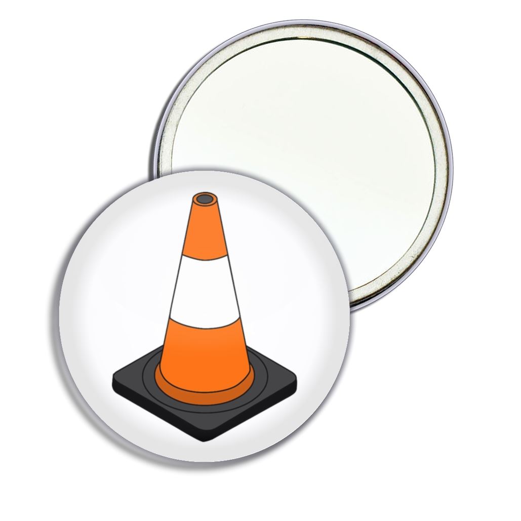 Traffic Cone Round Mirror Pocket Compact (55mm or 77mm) - Picture 5 of 6