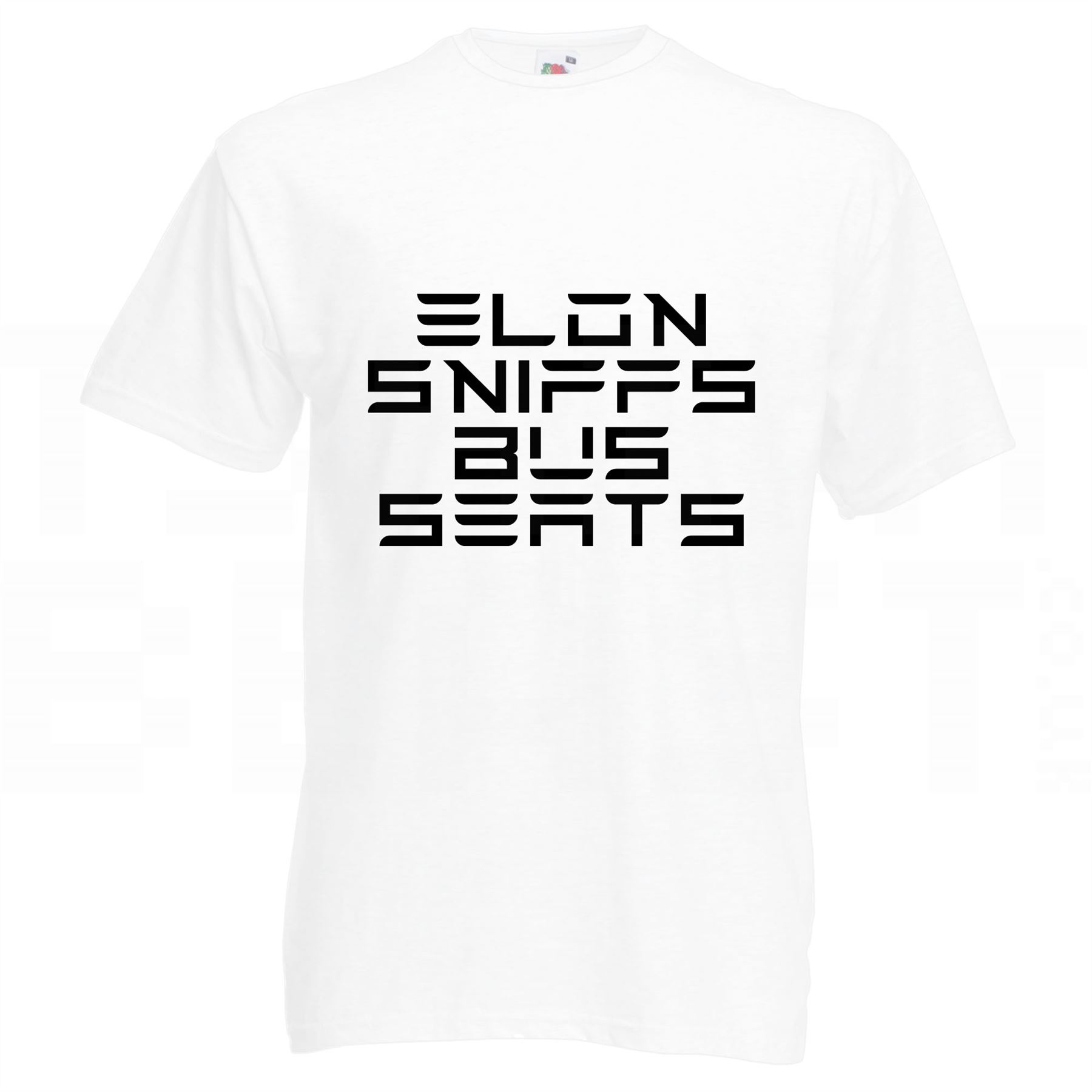Elon Musk Sniffs Bus Sitze T-Shirt Tee Erwachsene Rundhals Kurzarm - Bild 27 von 34