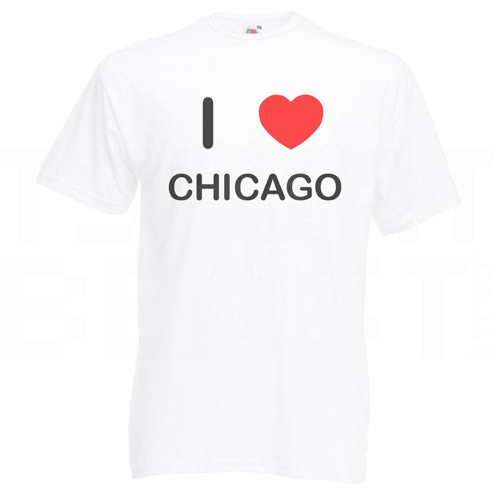 Chicago I Love T Shirt Tee Adult Crew Neck Short Sleeved - Picture 31 of 34