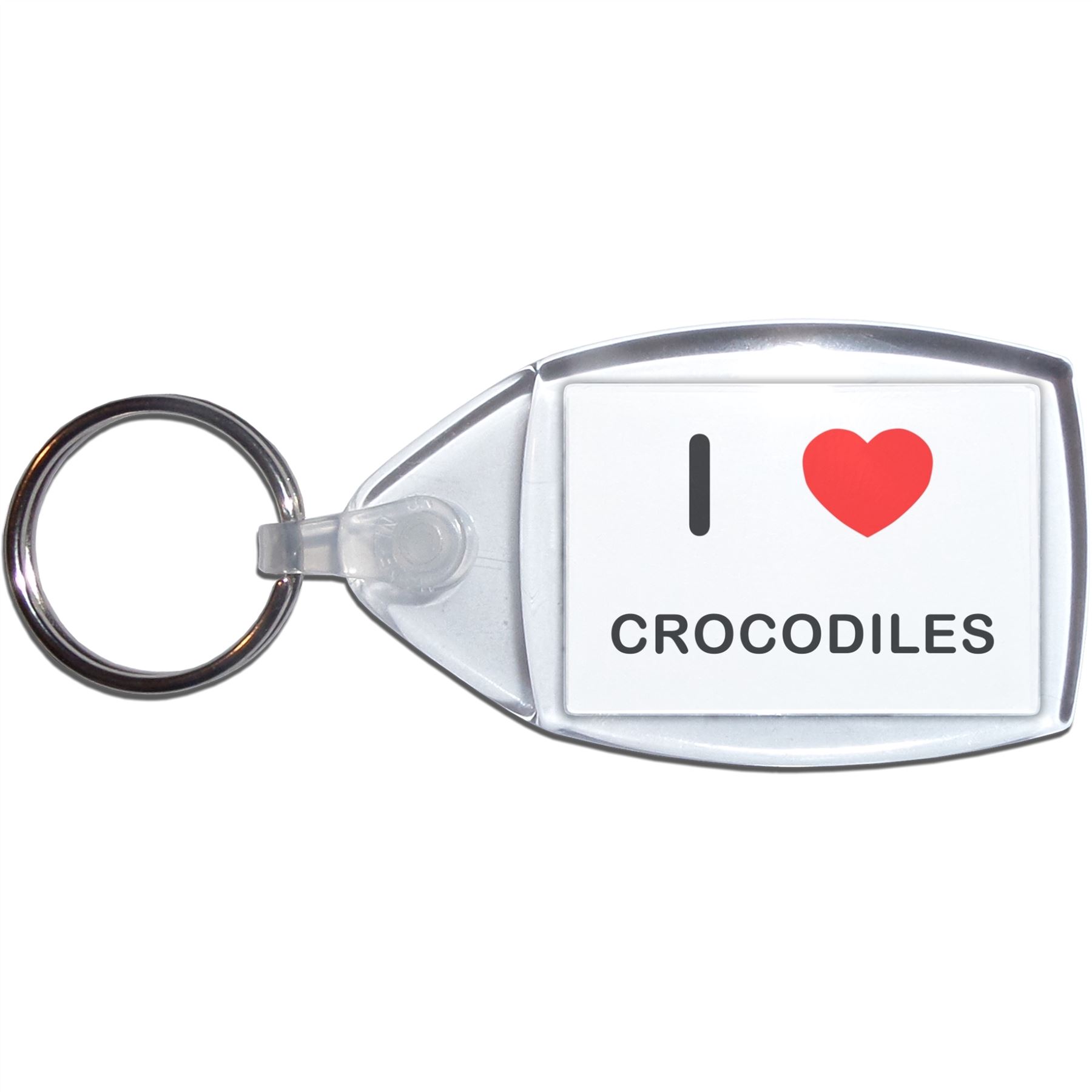 Crocodiles I Love Heart Clear Plastic Key Ring (S, M or L) - Picture 7 of 8