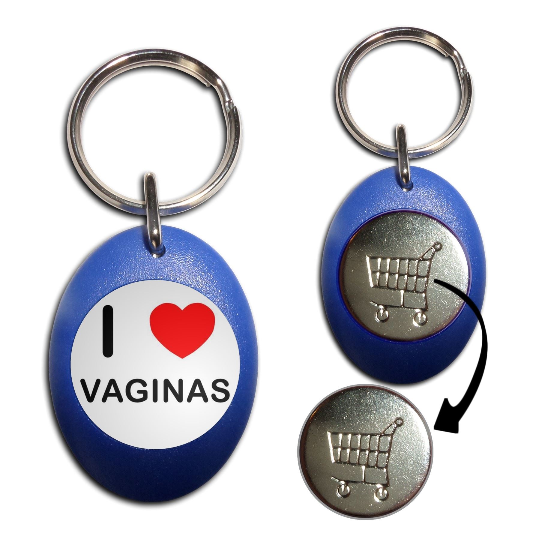 V*ginas I Love Kunststoff Einkaufstrolley £1/€1 Münze Schlüsselanhänger (43mm x 32mm) - Bild 5 von 10