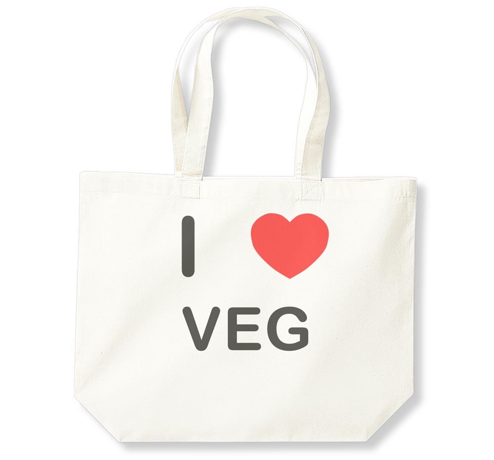 Bolso de compras de algodón Veg I Love (negro, blanco, natural) - Imagen 3 de 8