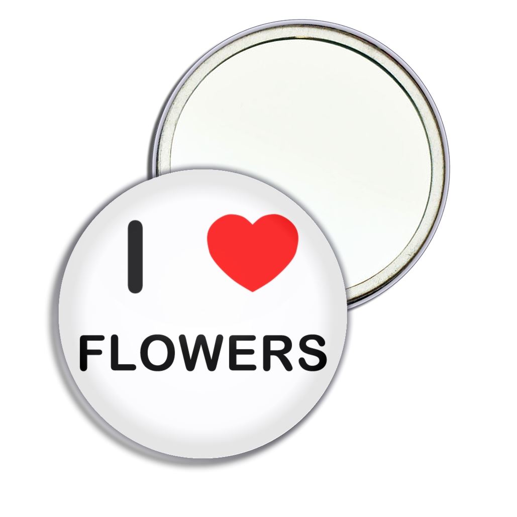 Flowers I Love Heart Round Mirror Pocket Compact (55mm or 77mm) - Picture 3 of 6