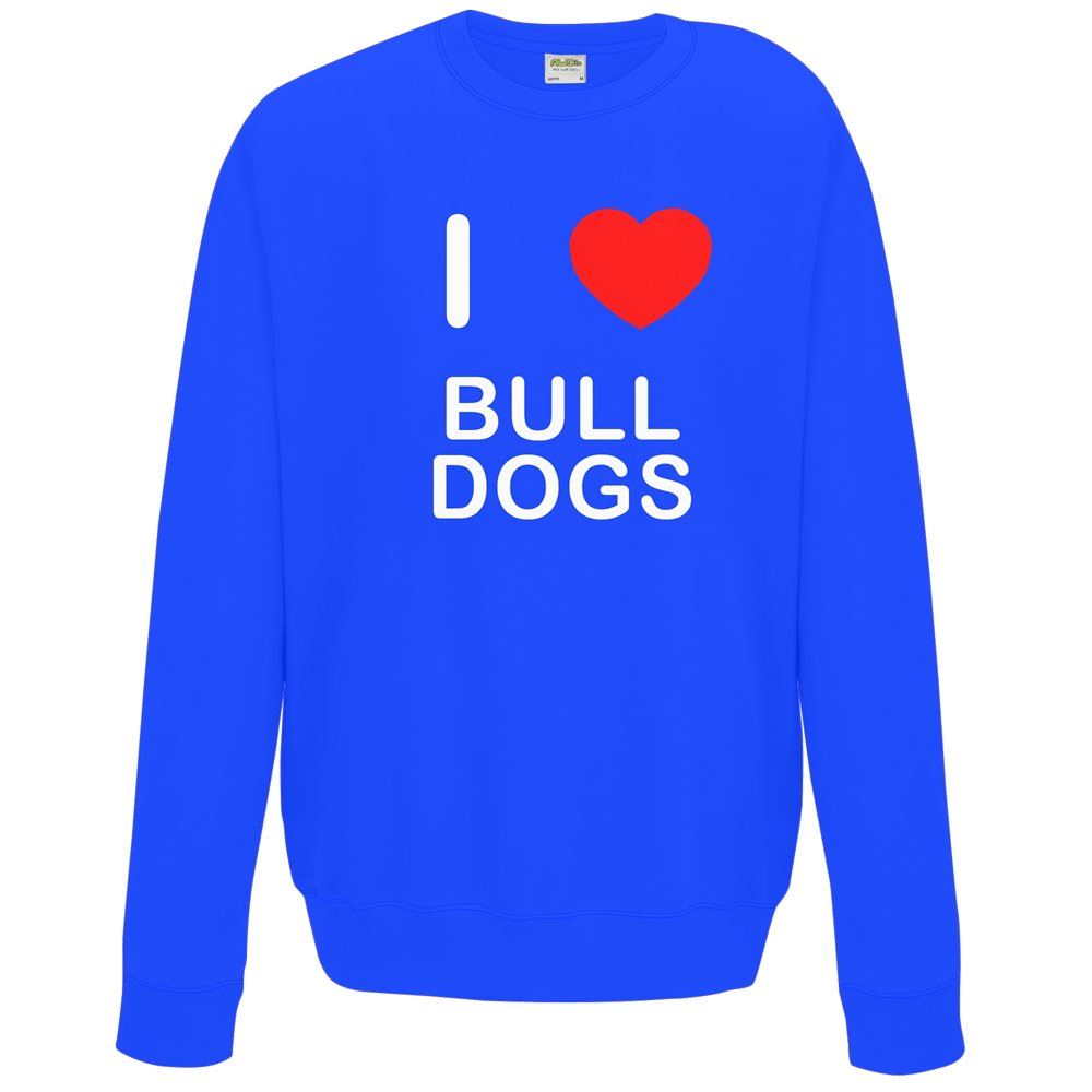 Bull Dogs I Love Sweater Pullover Adult Crew Neck Long Sleeved Sweatshirt - Picture 13 of 34