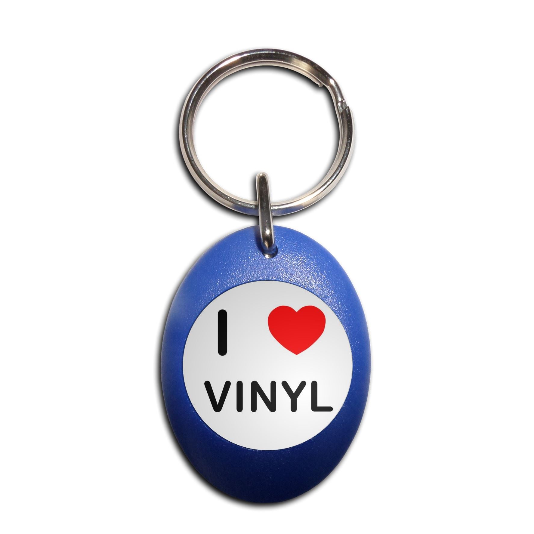 Vinyl I Love Heart Plastic Oval Key Ring (43mm x 32.5mm) - Picture 5 of 10