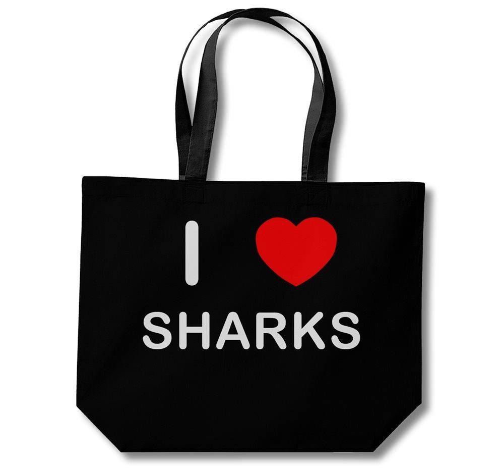 Sharks I Love Cotton Shopping Bag (Black, White, Natural) - Picture 5 of 8