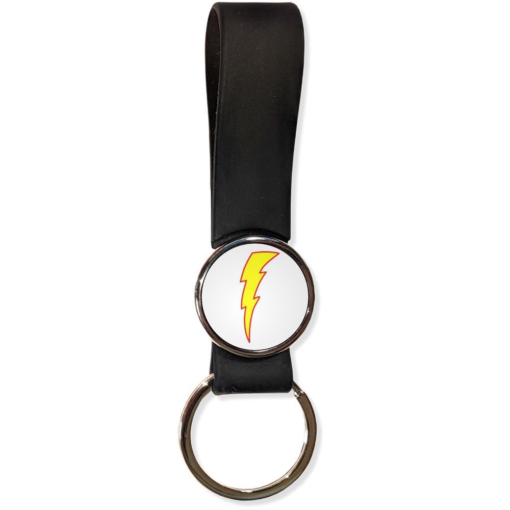 Lightning Bolt White Silicone Loop Key Ring (35mm x 120mm) - Picture 3 of 8