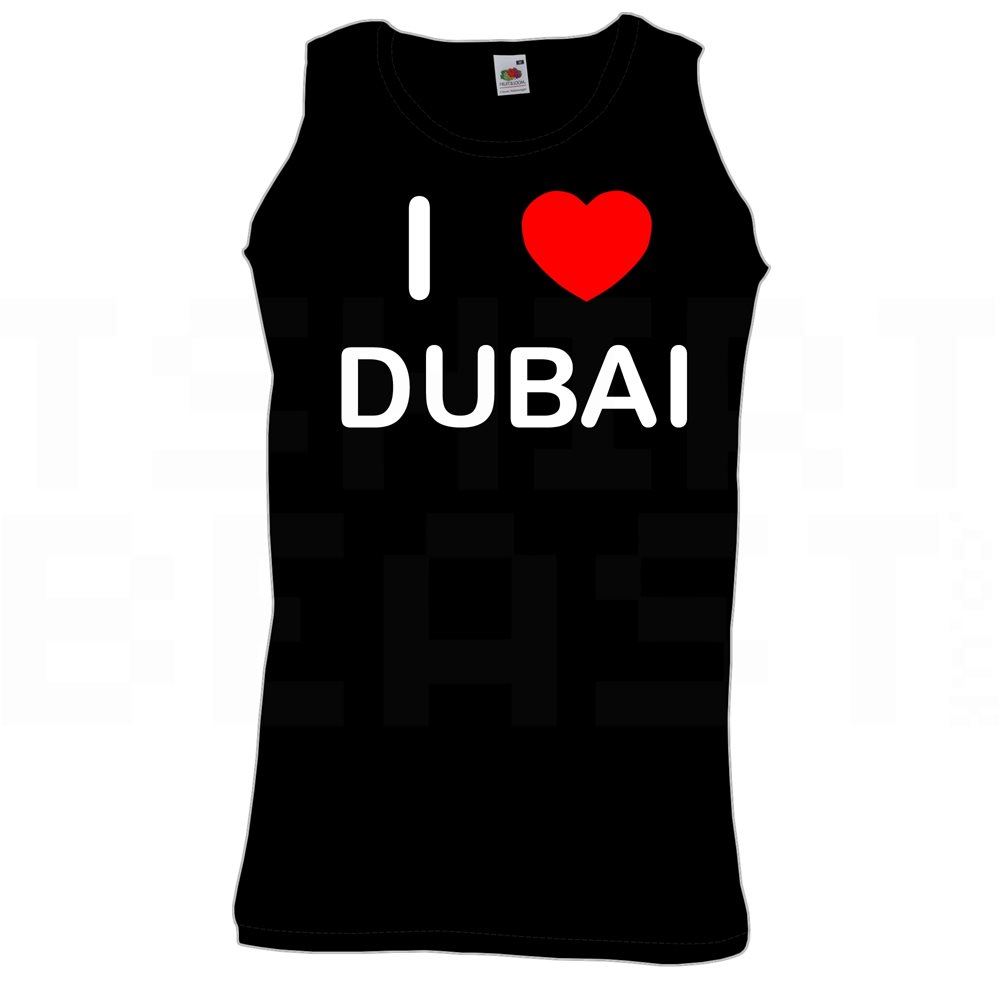 Dubai I Love Heart Vest Adult Crew Neck Athletic Gym Vest - Picture 9 of 18