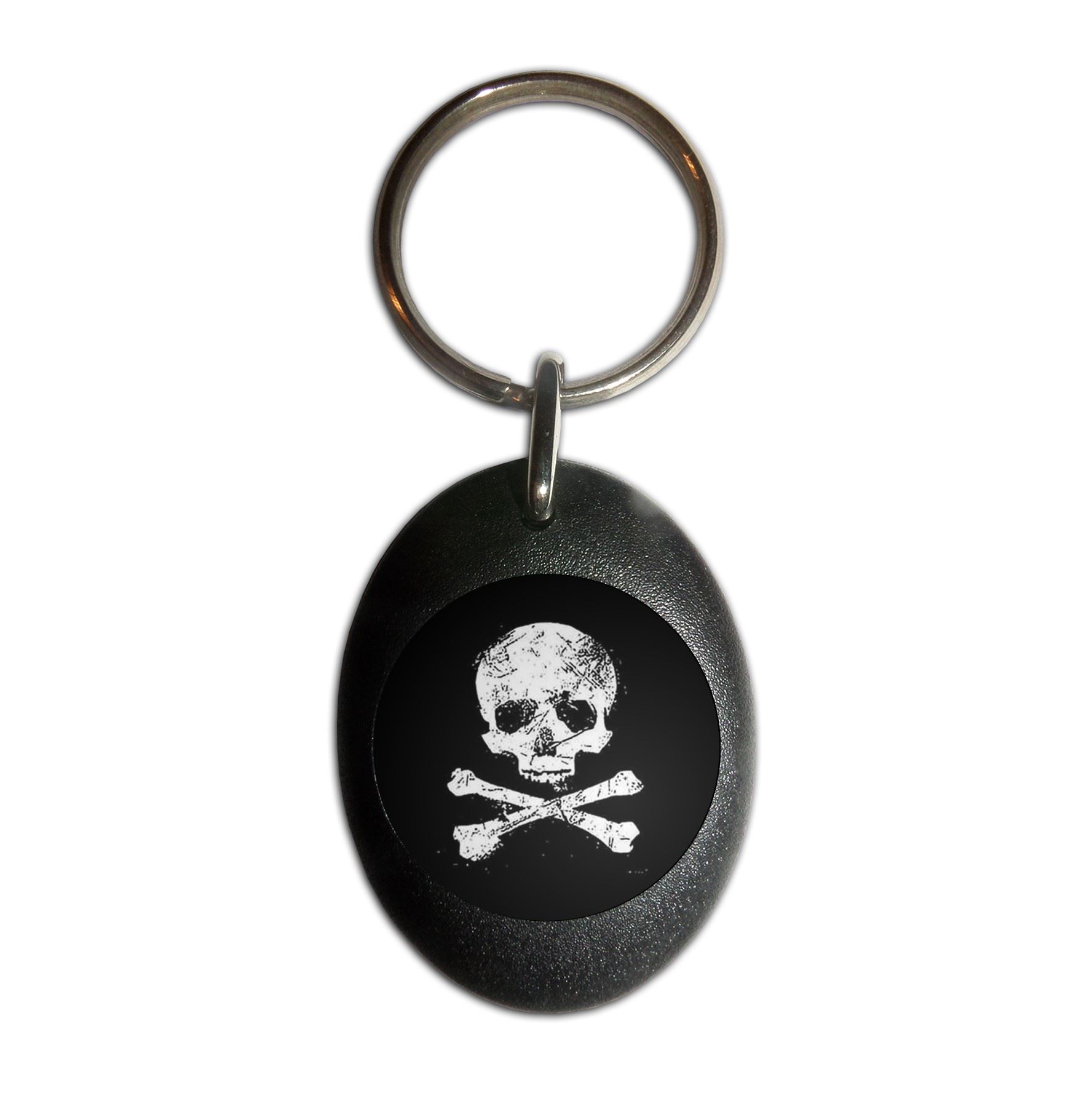 Oval-Schlüsselring aus Kunststoff mit Totenkopf und gekreuzten Knochen (43 mm x 32,5 mm) - Bild 3 von 10