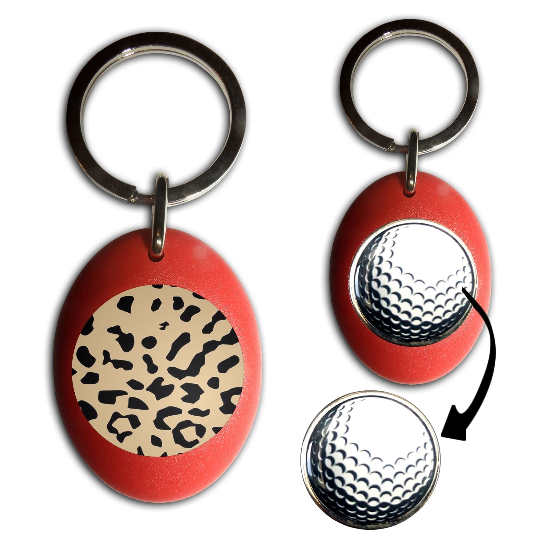 Schlüsselanhänger Leopardenmuster Golfball Marker (43 mm x 33 mm) - Bild 7 von 12