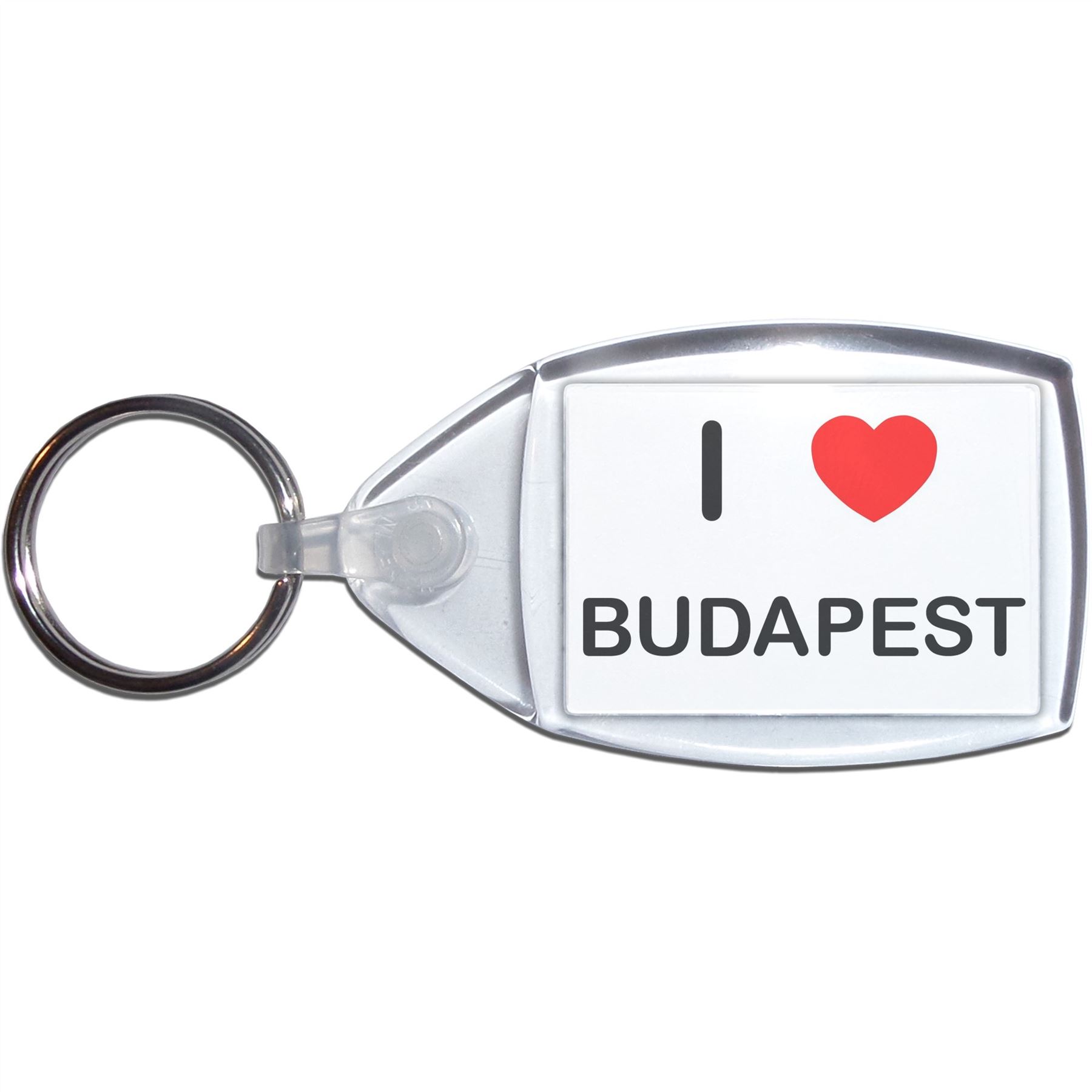 Budapest I Love Heart Clear Plastic Key Ring (S, M or L) - Foto 7 di 8