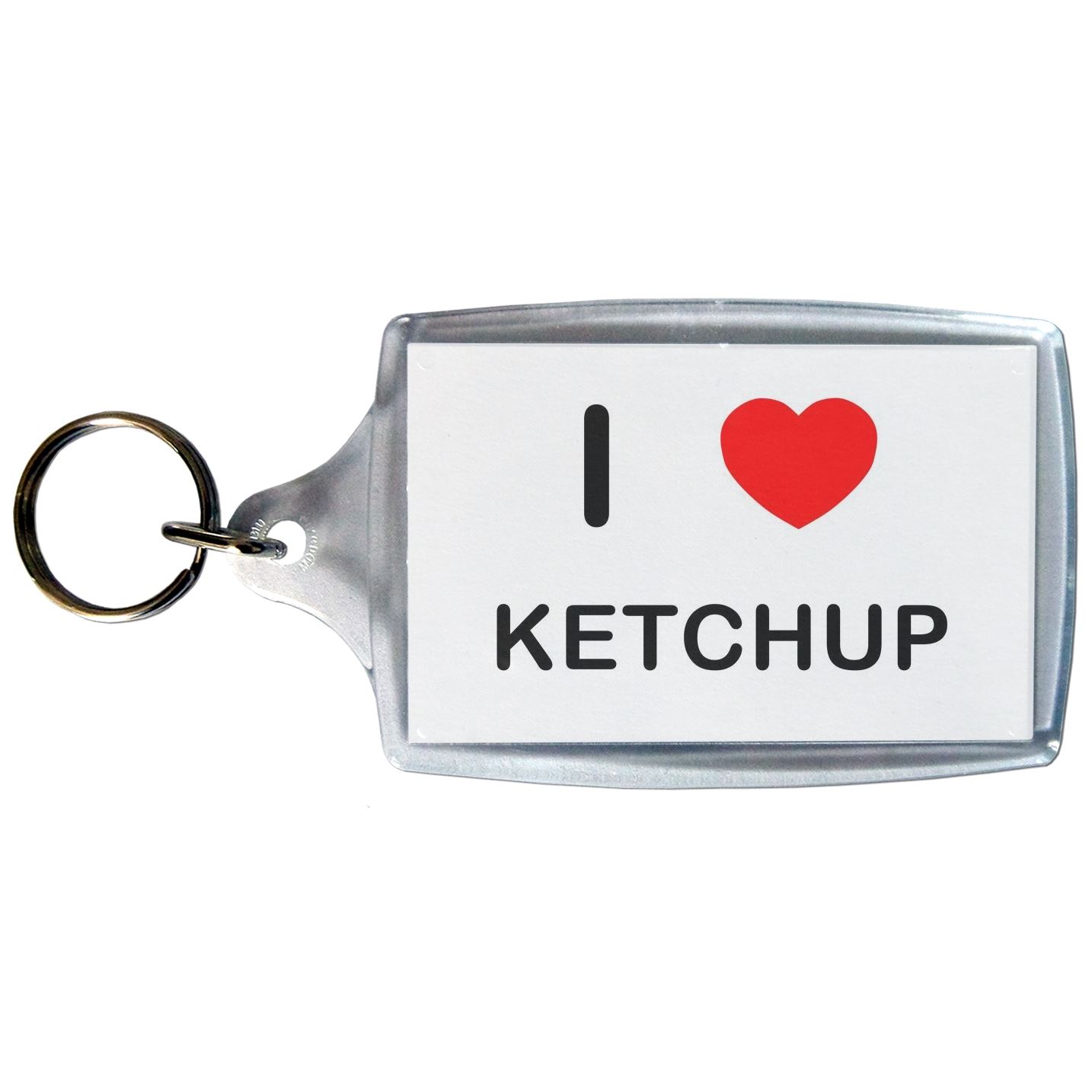 Ketchup I Love Heart Clear Plastic Key Ring (S, M or L) - Picture 3 of 8