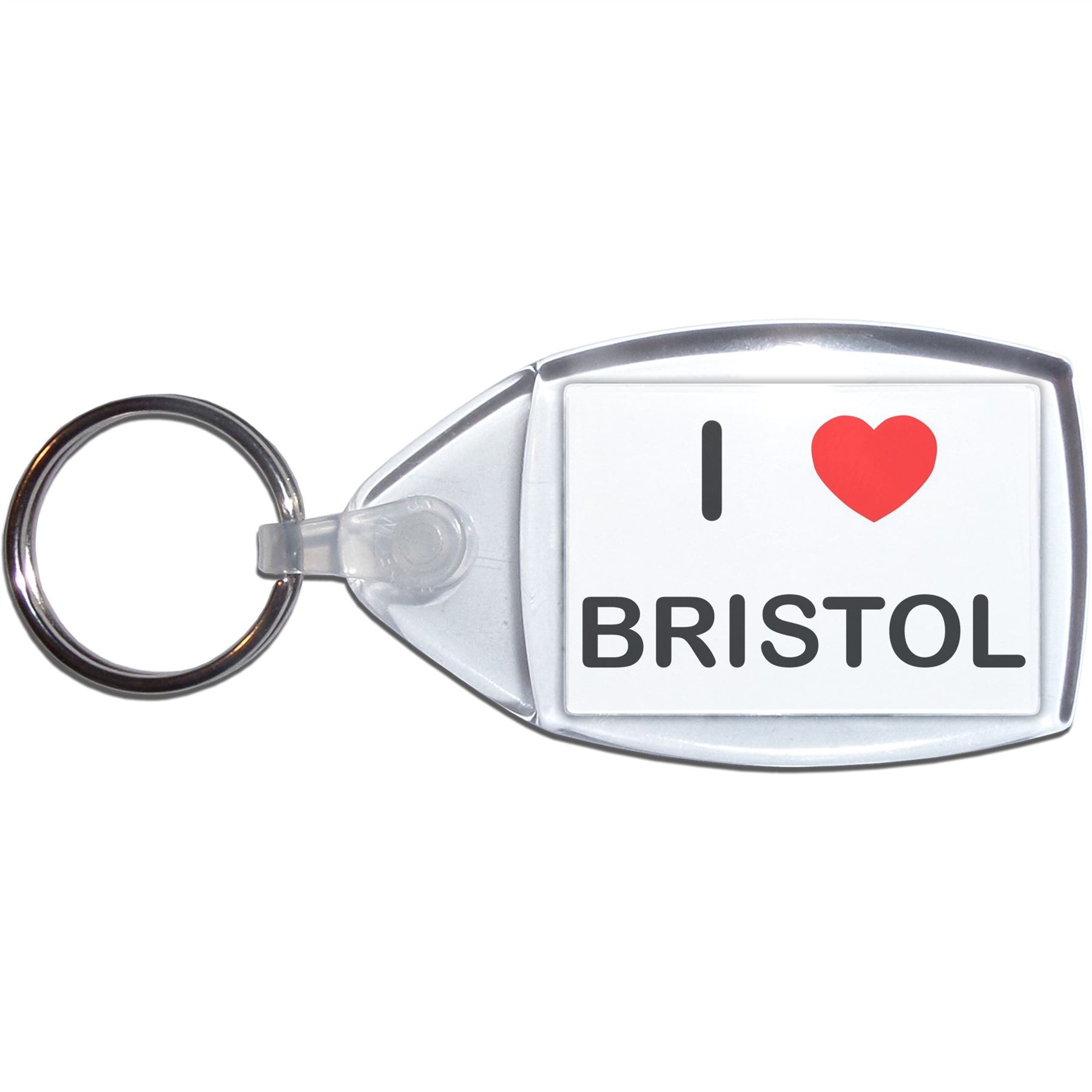 Bristol I Love Heart Clear Plastic Key Ring (S, M or L) - Picture 7 of 8