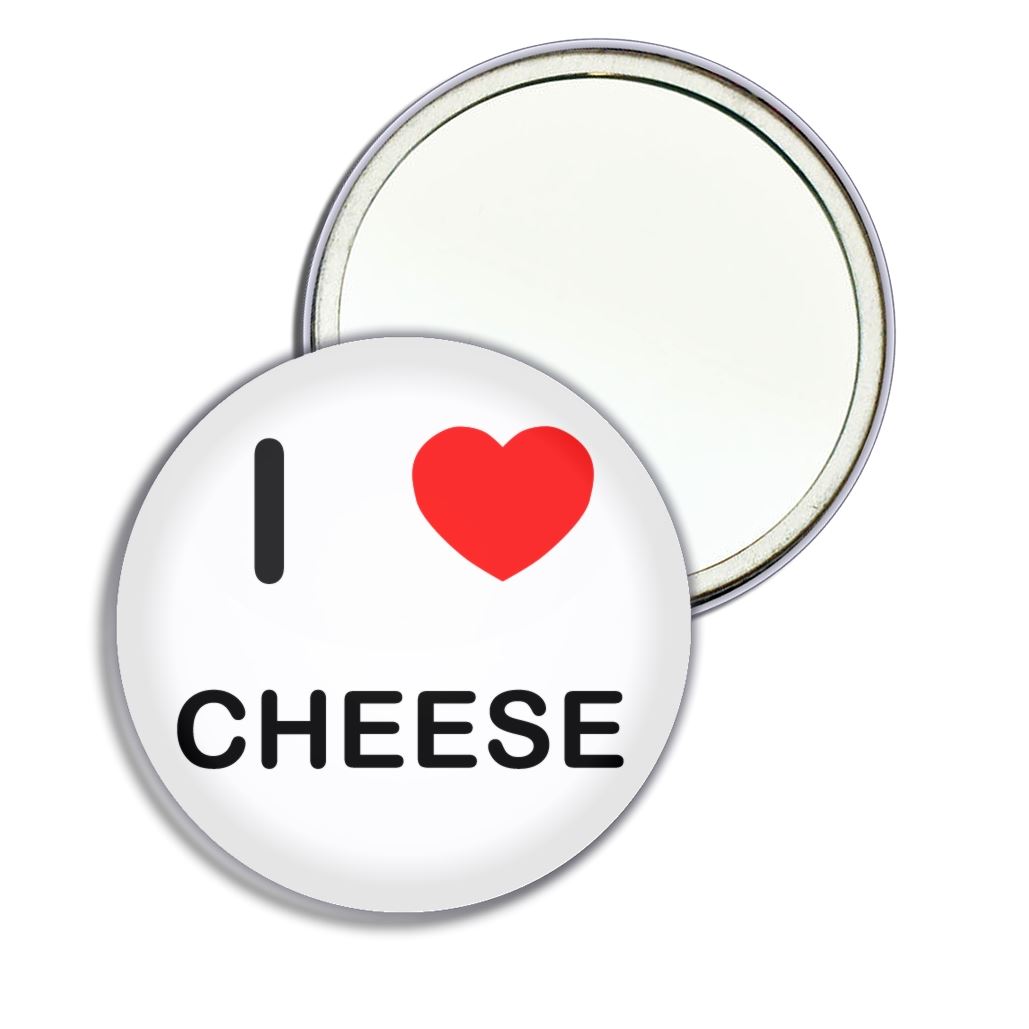 Cheese I Love Heart Round Mirror Pocket Compact (55mm or 77mm) - Picture 5 of 6