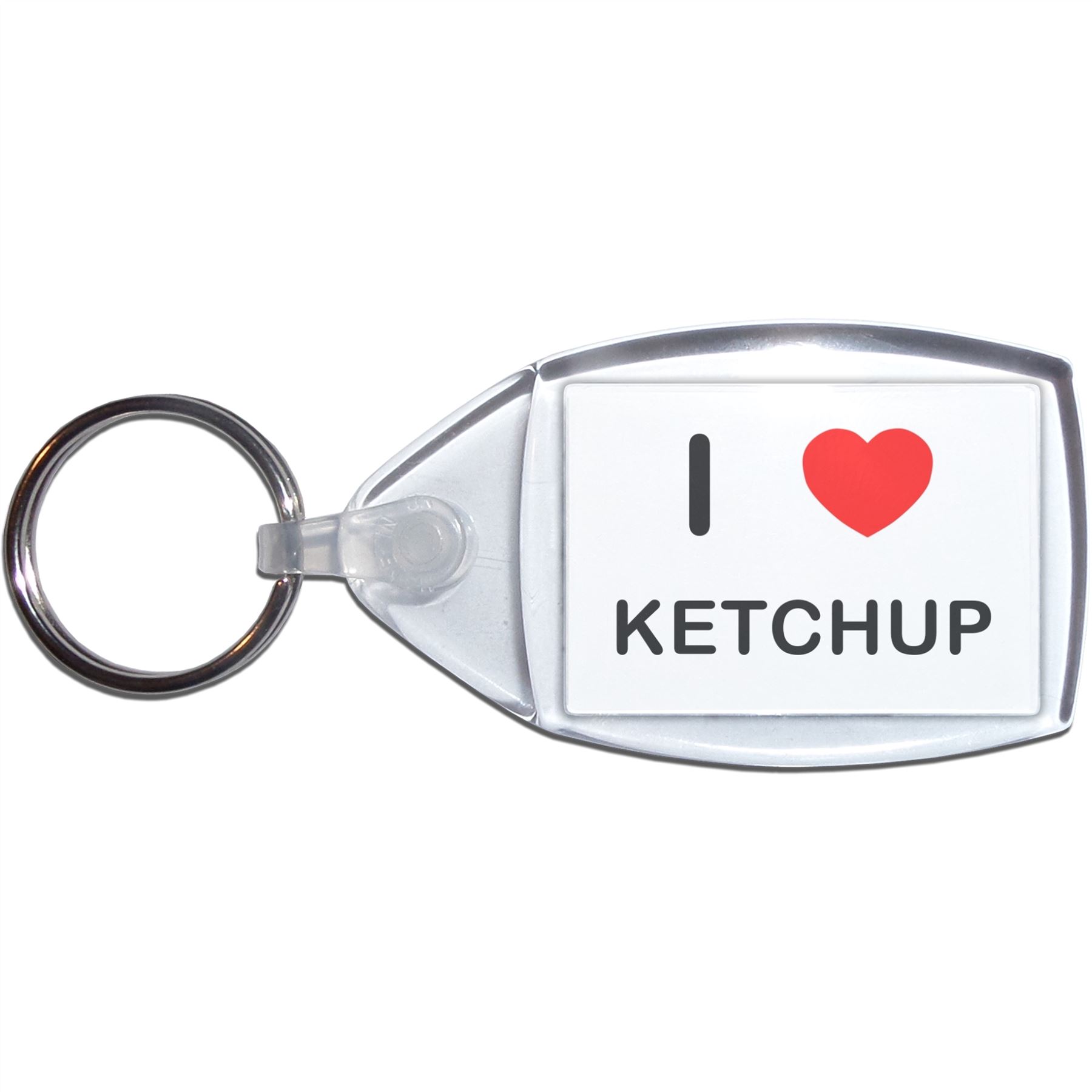 Ketchup I Love Heart Clear Plastic Key Ring (S, M or L) - Picture 7 of 8