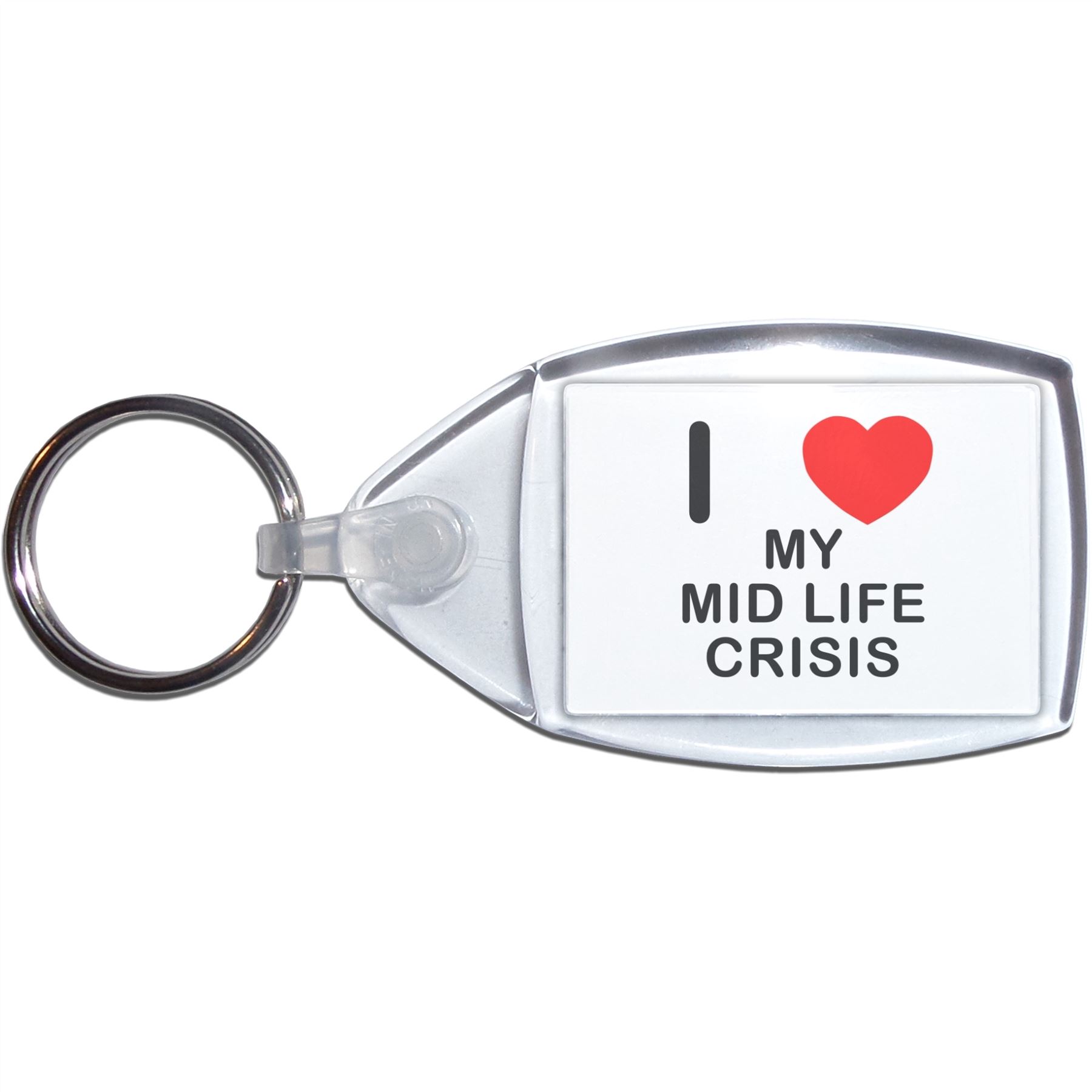 My Mid Life Crisis I Love Heart Clear Plastic Key Ring (S, M or L) - Picture 7 of 8