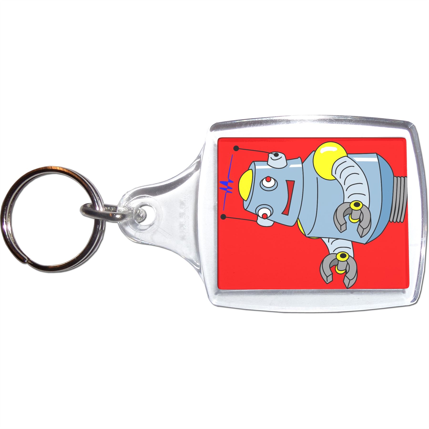 Red Boy Robot Clear Plastic Key Ring (S, M or L) - Foto 5 di 8