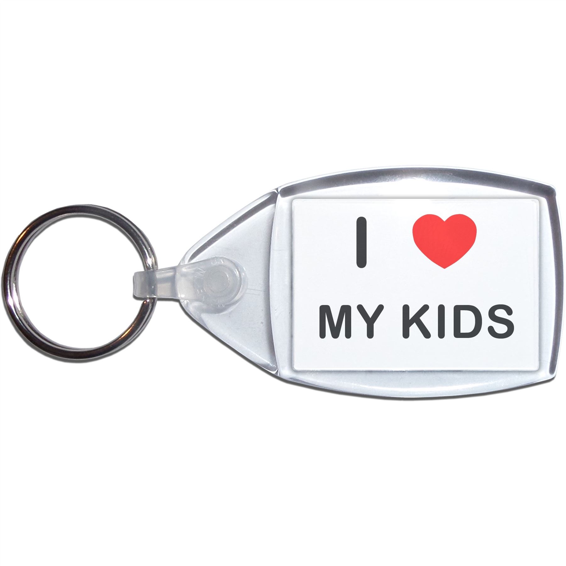 My Kids I Love Heart Clear Plastic Key Ring (S, M or L) - Picture 7 of 8