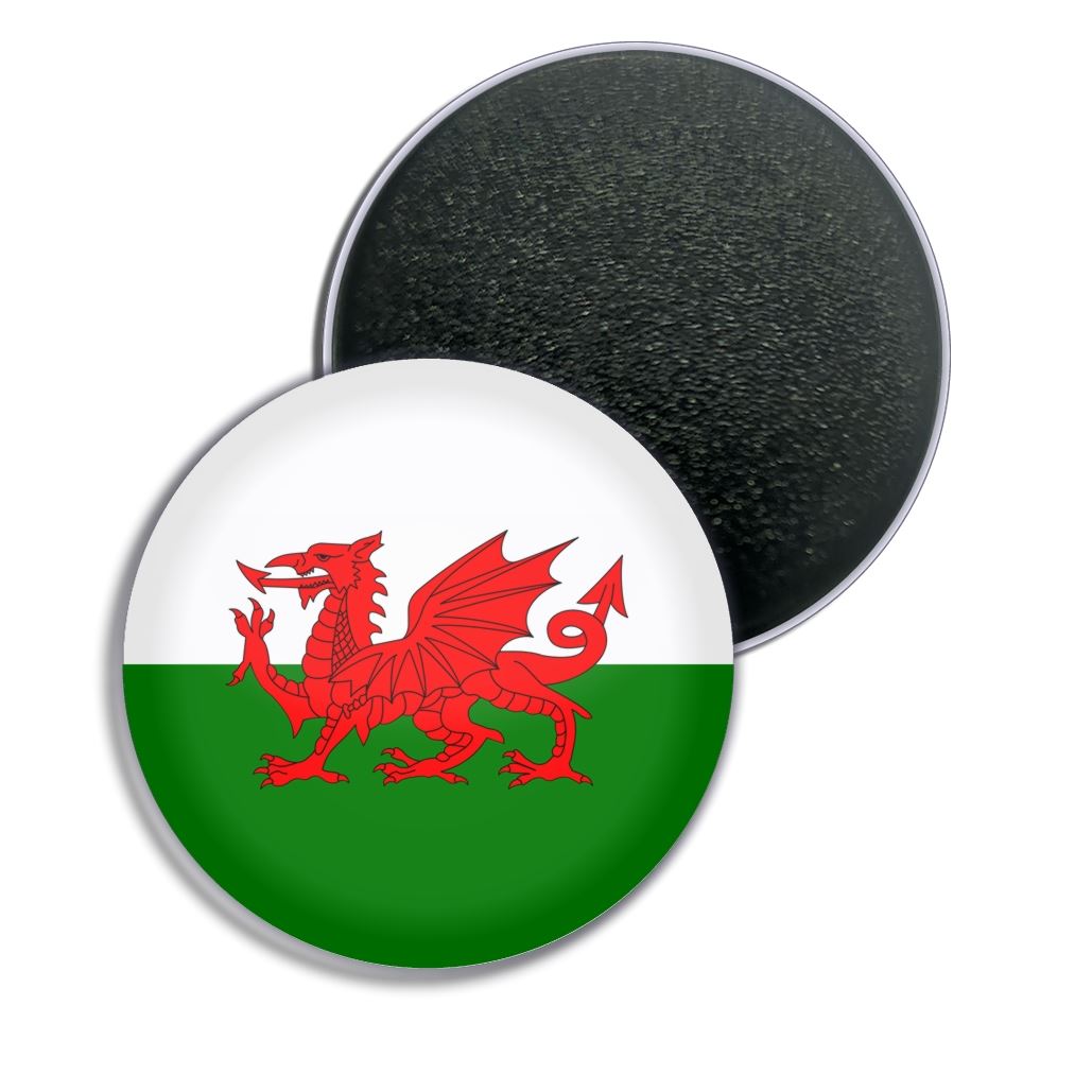 Wales Flag Fridge Magnet Button Badge (25, 55 or 77mm) - Foto 2 di 4
