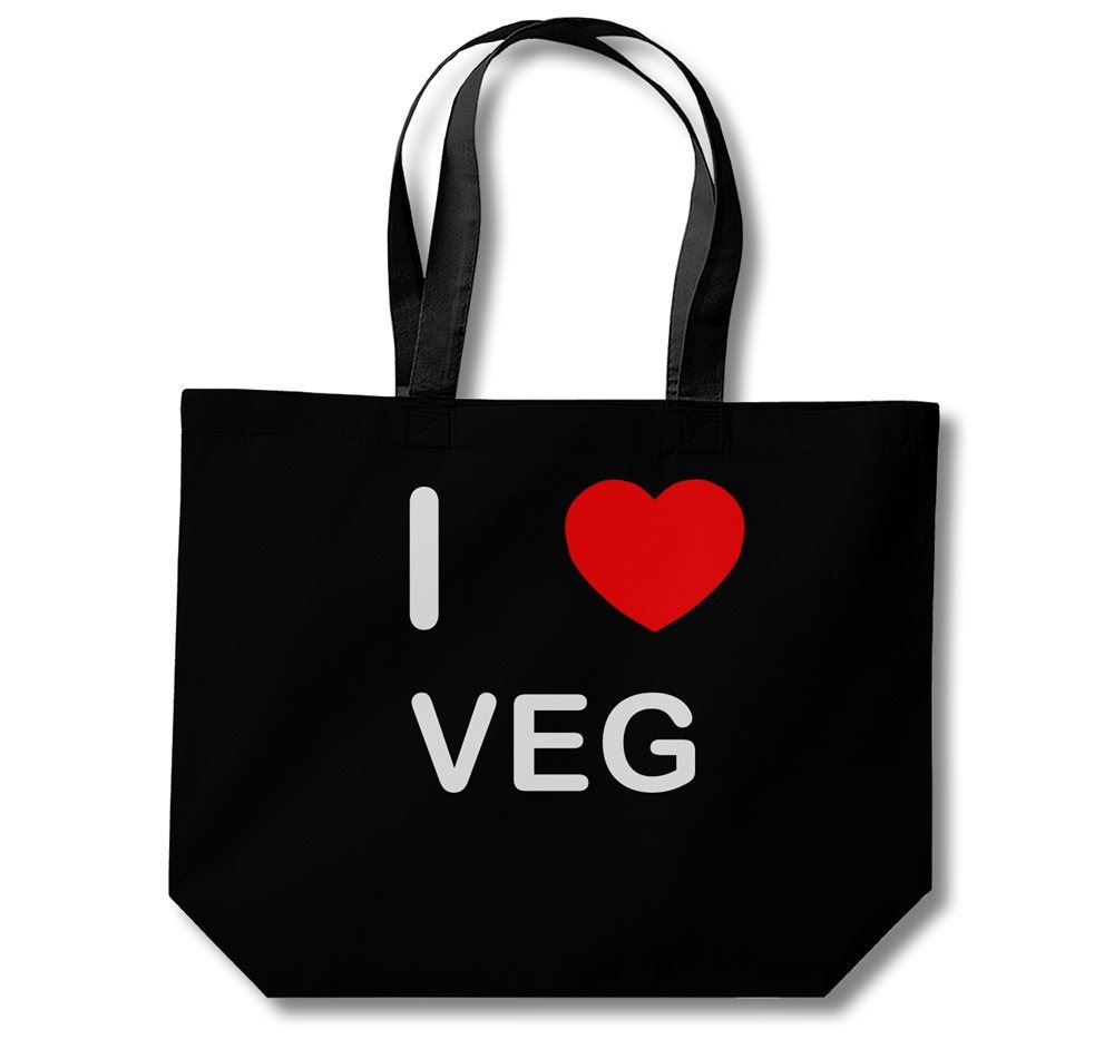 Bolso de compras de algodón Veg I Love (negro, blanco, natural) - Imagen 5 de 8