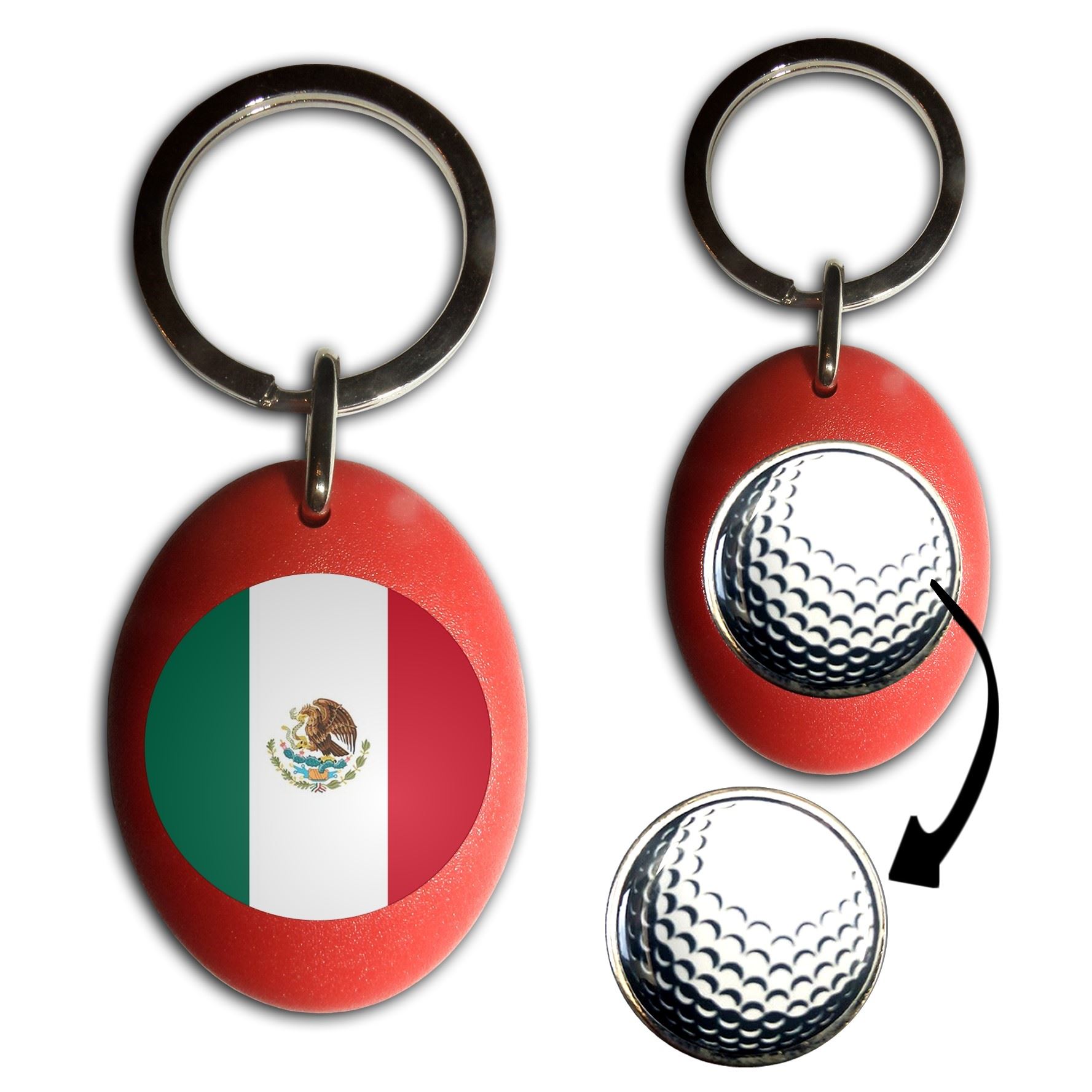 Schlüsselanhänger Mexiko Flagge Golfball Markierung (43 mm x 33 mm) - Bild 7 von 12