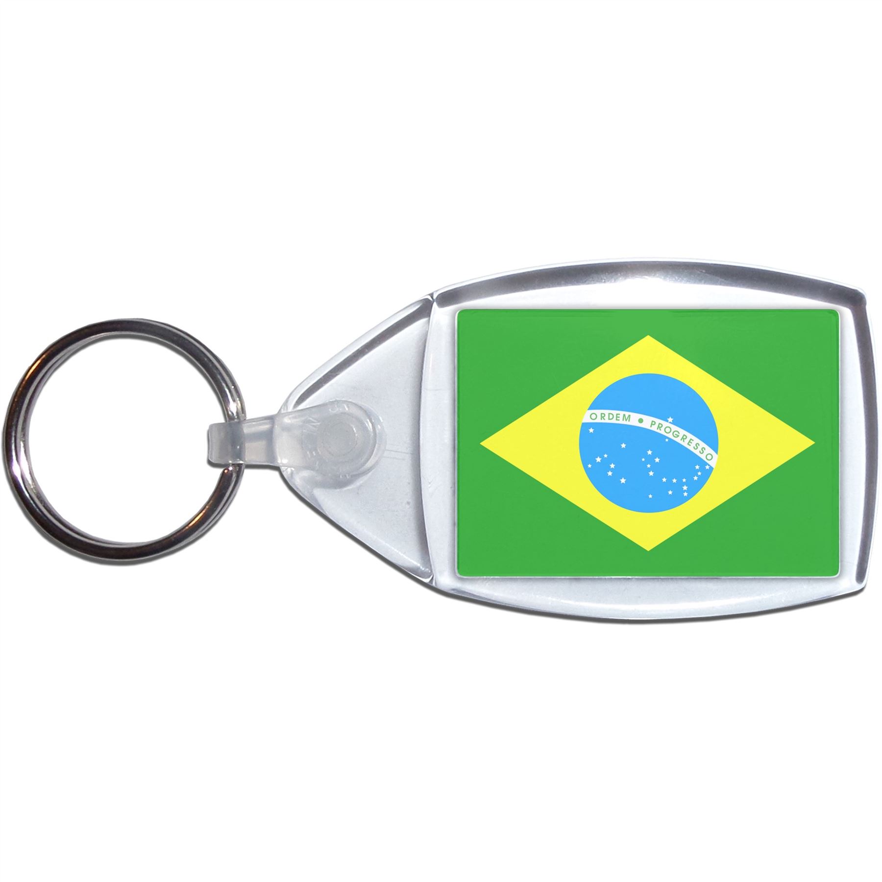 Brazil Flag Clear Plastic Key Ring (S, M or L) - Picture 7 of 8