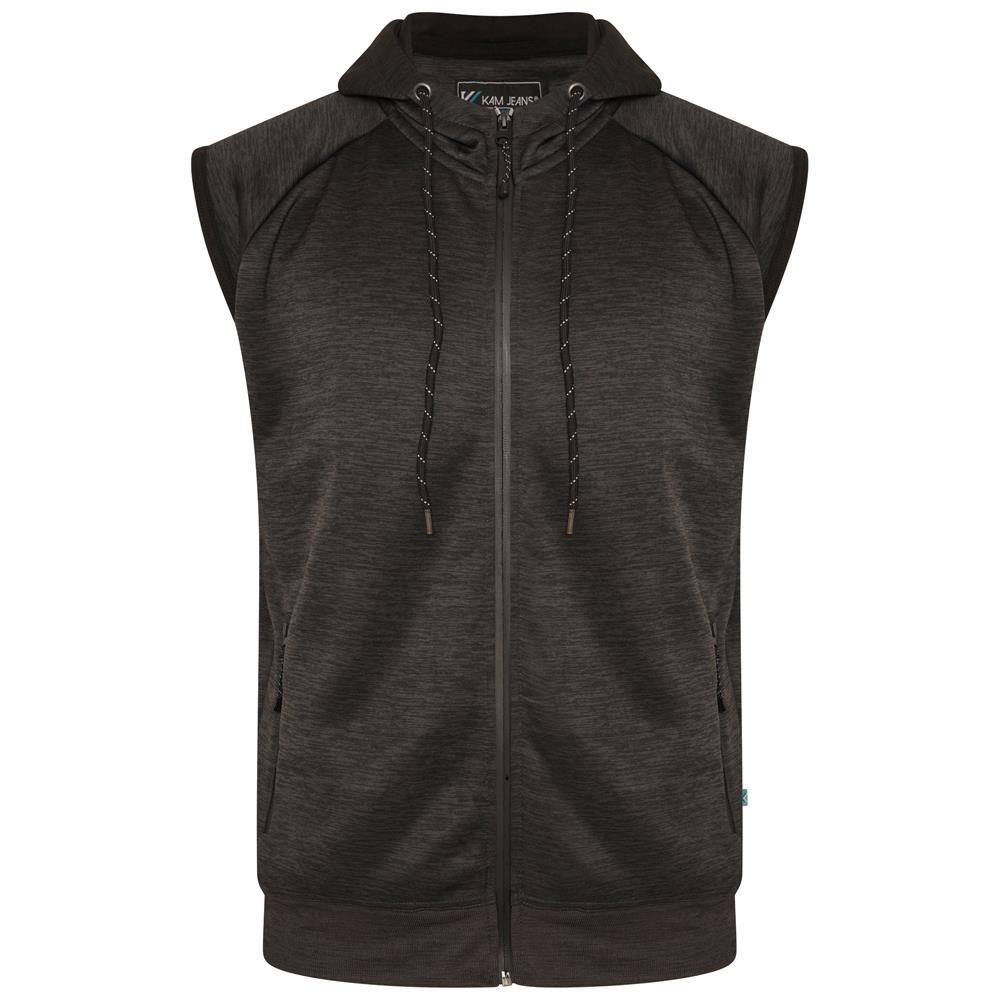 KAM Mens Big & Tall Sleeveless Zip Hoodie with Pockets for Men, Size: XXL - 8XL