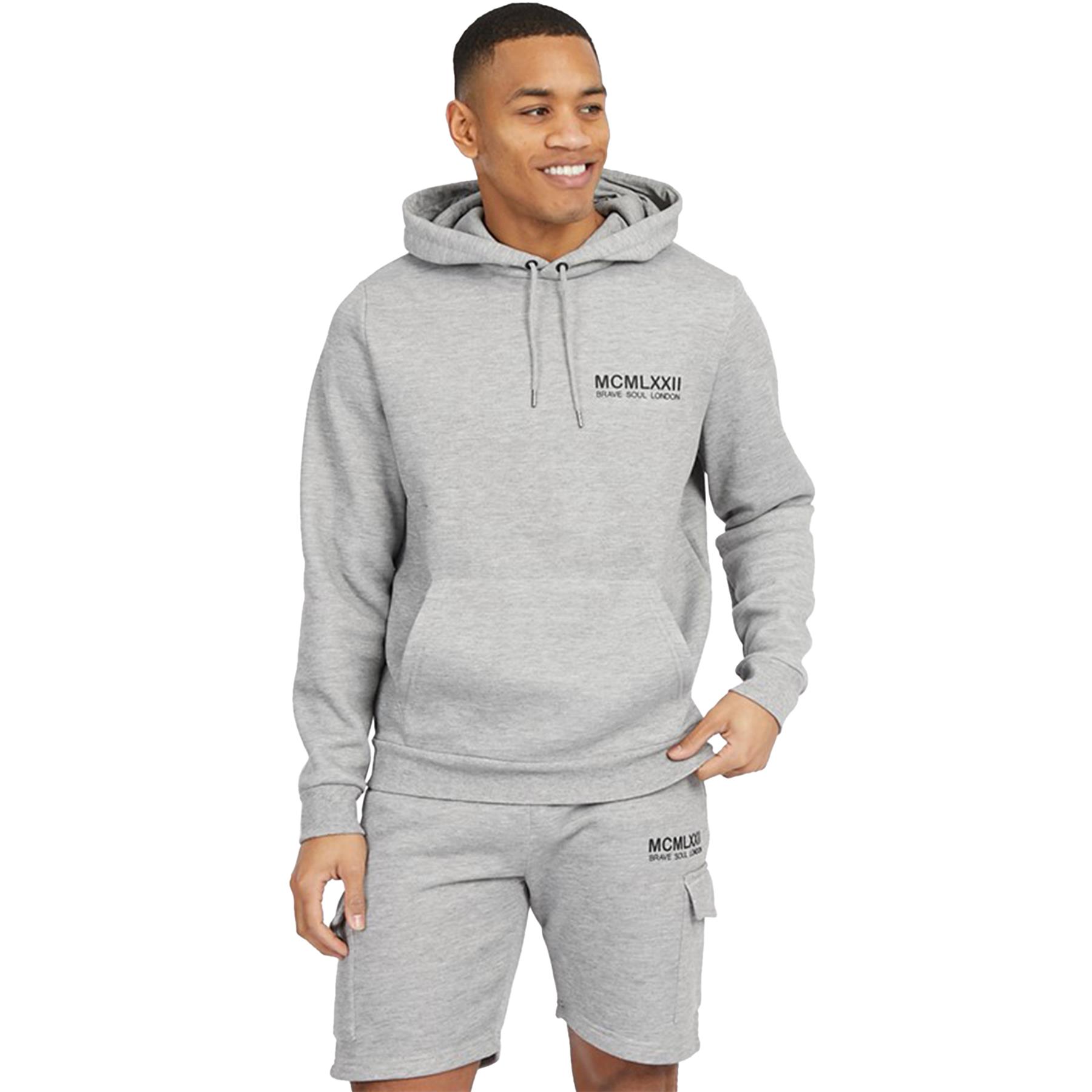 Brave Soul Mens Two-Piece Hoodie Shorts Set Summer Outfit with