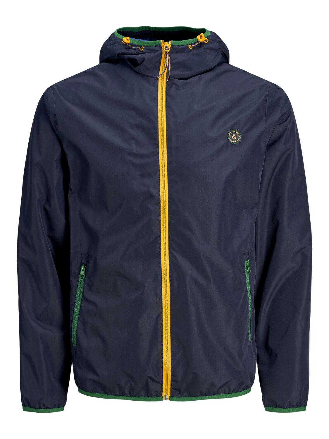 Jack and Jones Mens Hooded Zip Up Lightweight Jackets Windproof Long