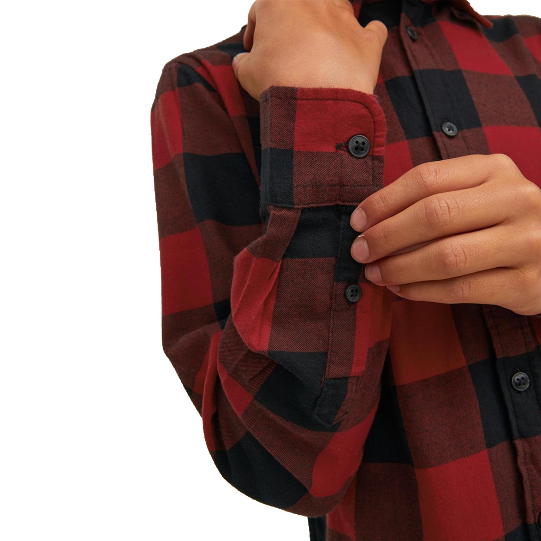 Jack & Jones Boys Cotton Shirts Long Sleeve Red & Green Check Shirt, 8-16 Years - Picture 7 of 9