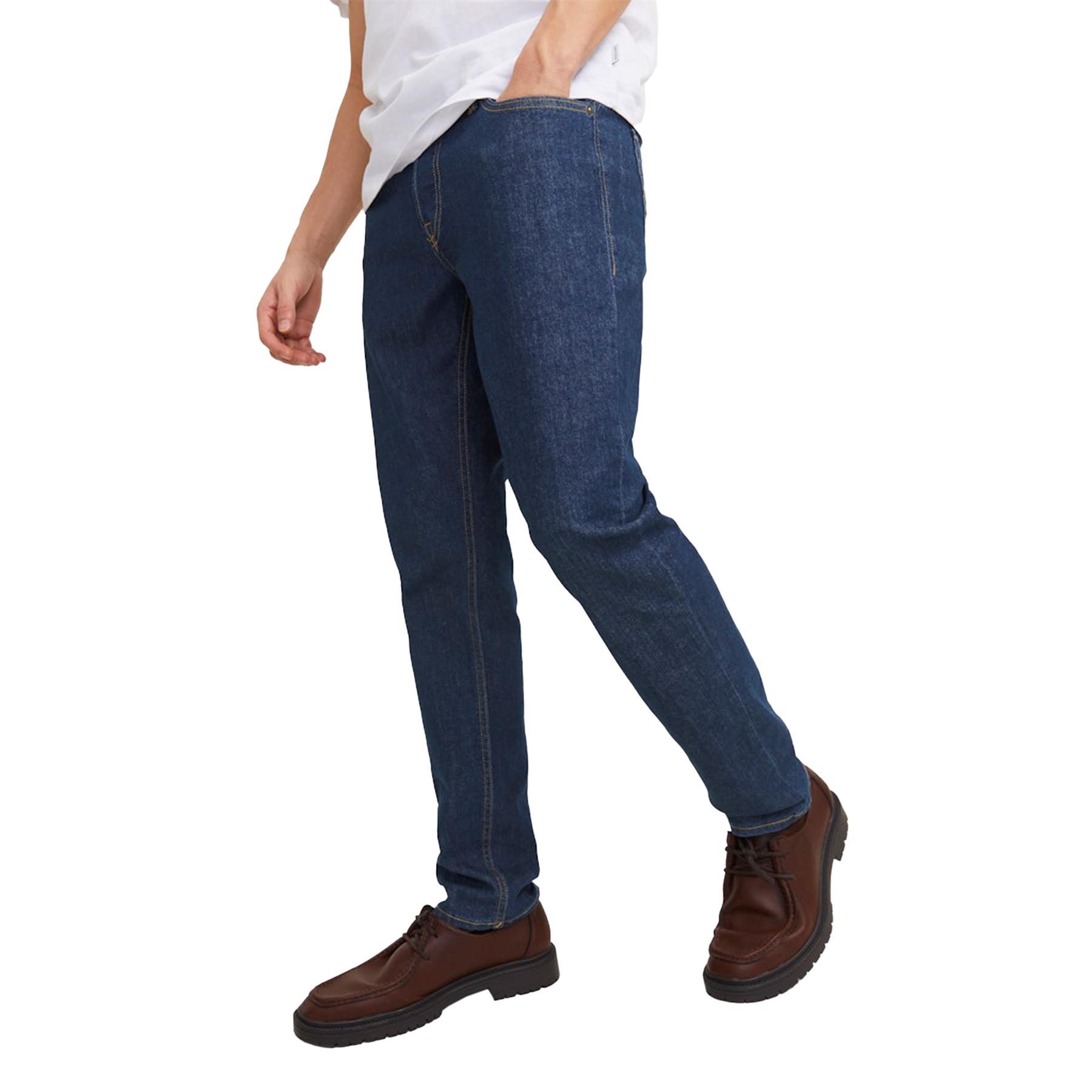 Jack & Jones Mens Blue Jeans Low Rise Slim Fit Denim Pants with Button Fastening - Picture 6 of 12