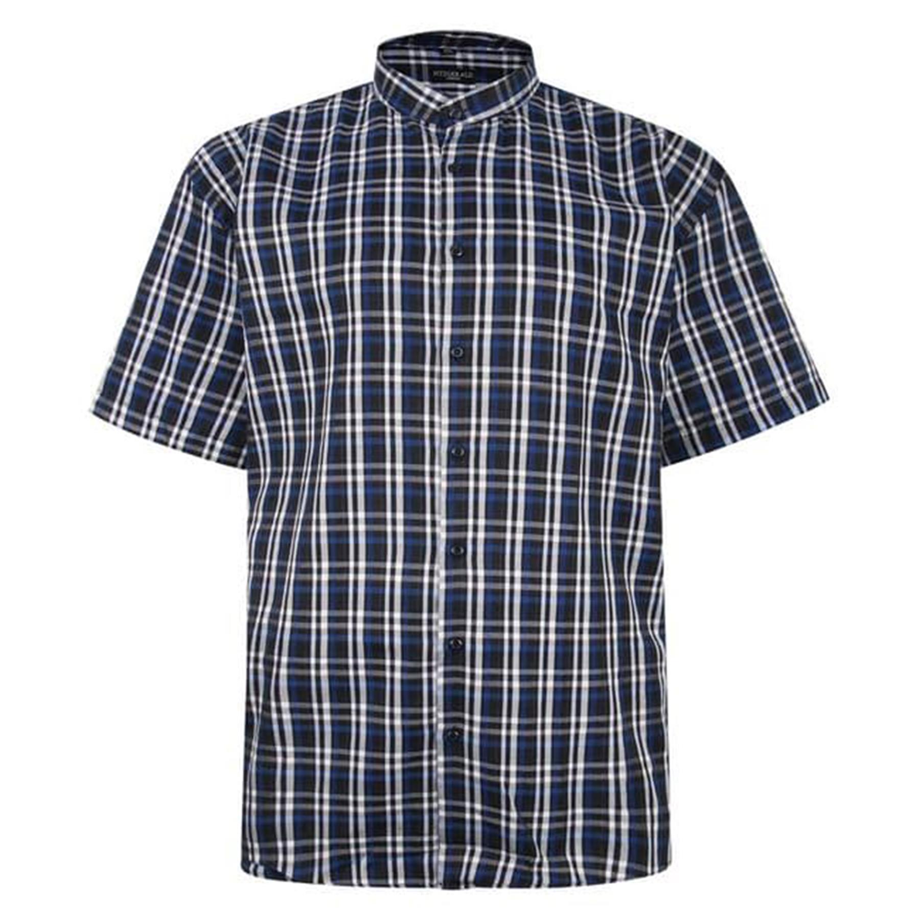 Mens Big Size Casual Short Sleeve Cotton Checked Shirts Plaid Button Down Top - Picture 4 of 5