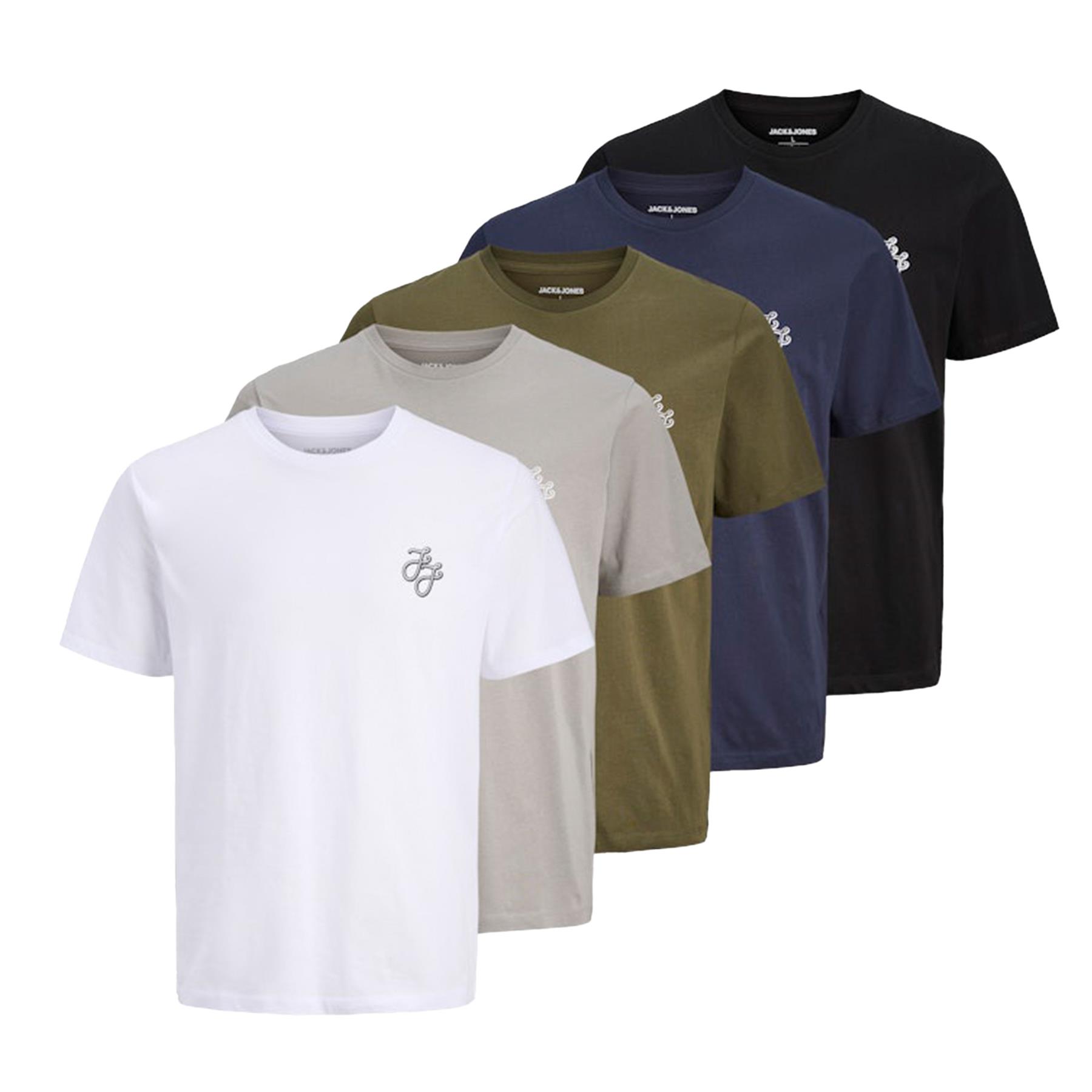 Jack & Jones Mens 5 Pack T-shirts Short Sleeve Multipack T-shirts for Men, S-2XL - Picture 14 of 36
