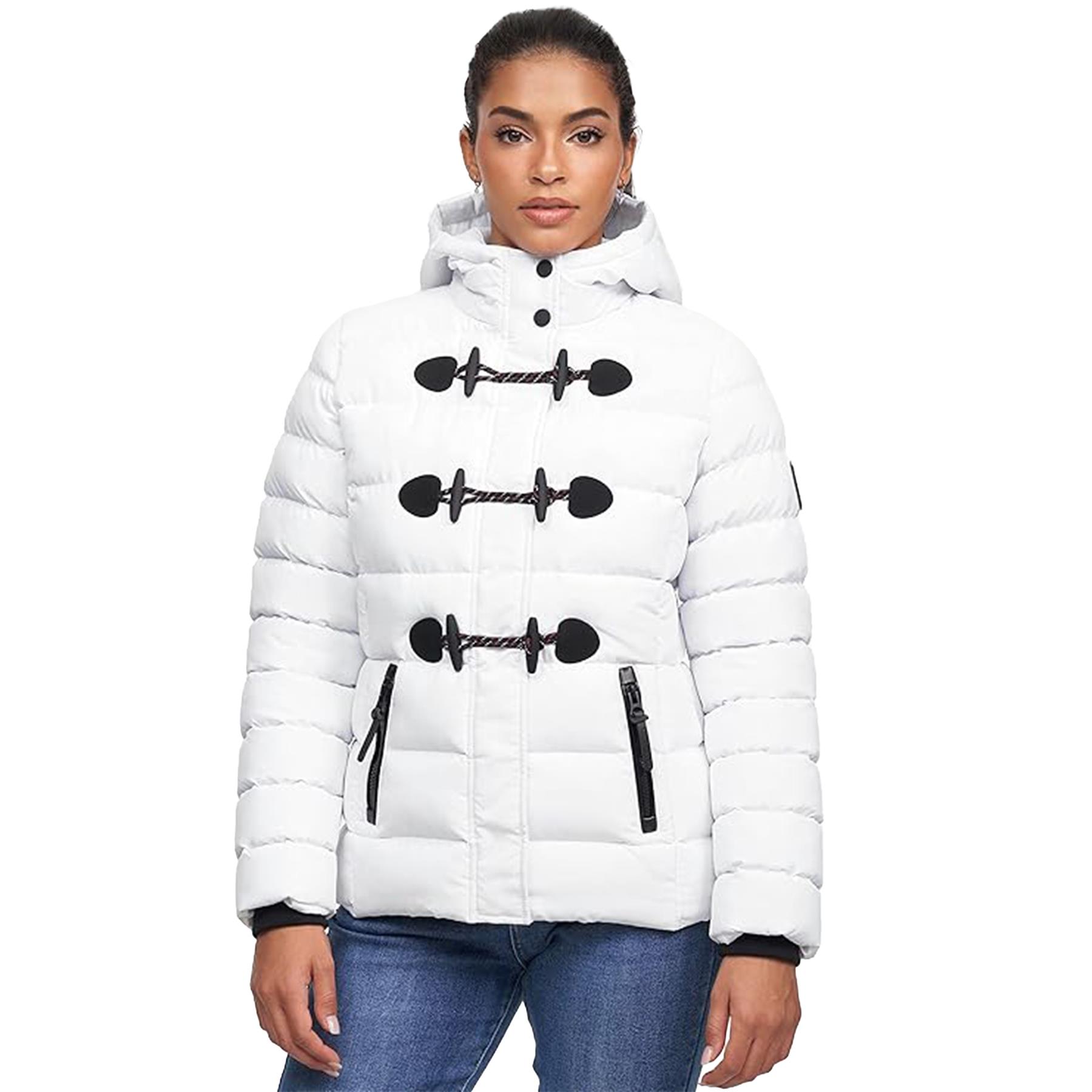 Brave Soul Womens Hooded Puffer Jacket Zip Pocket Windproof Winter Coat, XS - XL